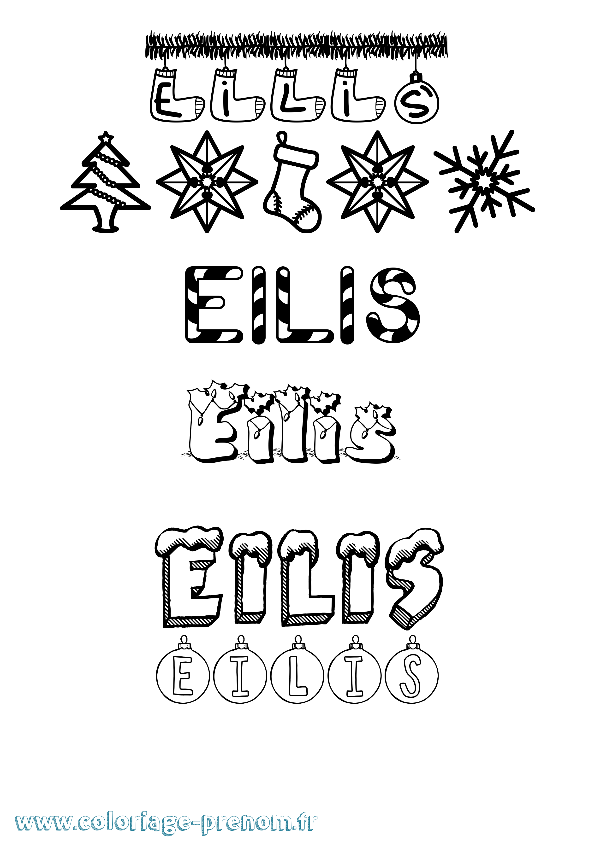 Coloriage Eilís Noël Coloriage prénom Eilís Noël