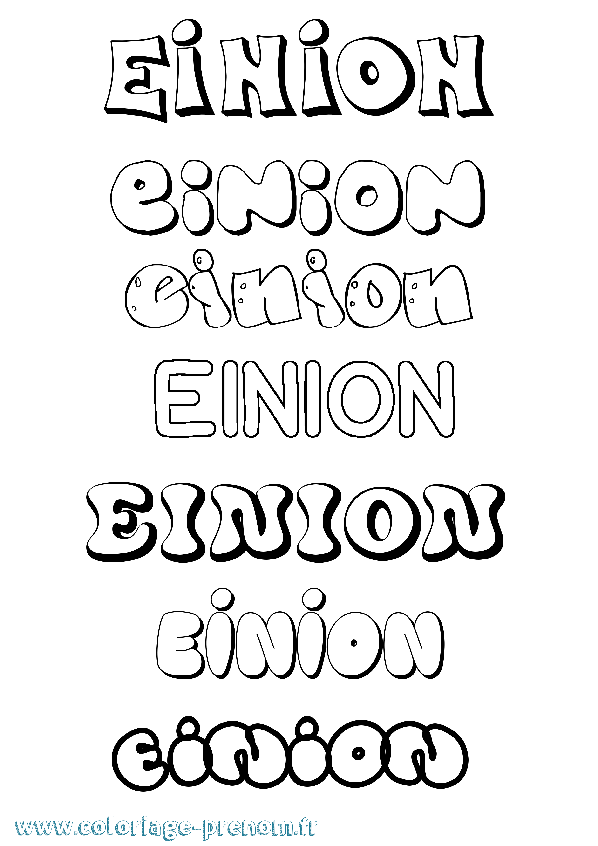 Coloriage Einion Bubble Coloriage prénom Einion Bubble