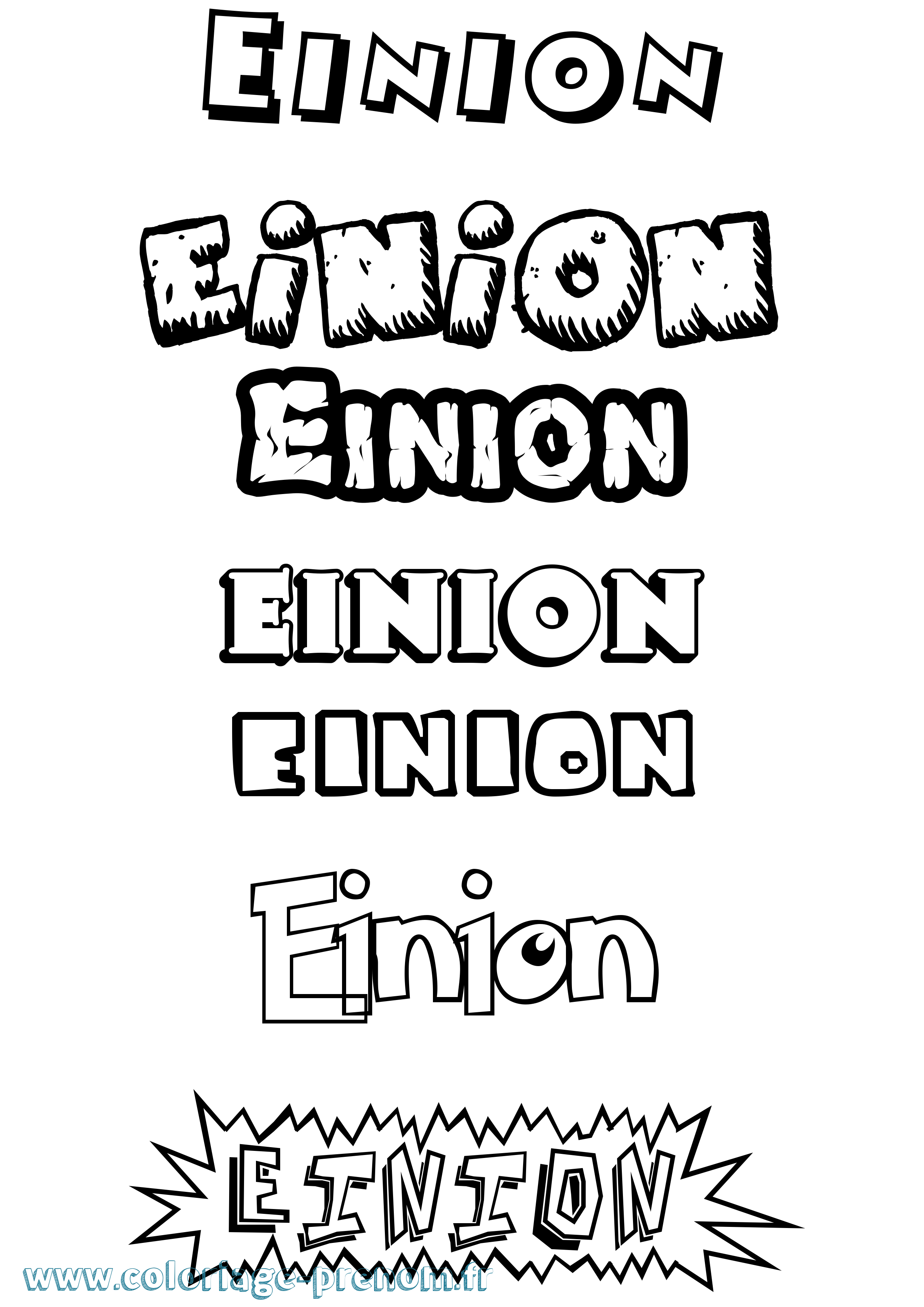 Coloriage Einion Dessin Animé Coloriage prénom Einion Dessin Animé