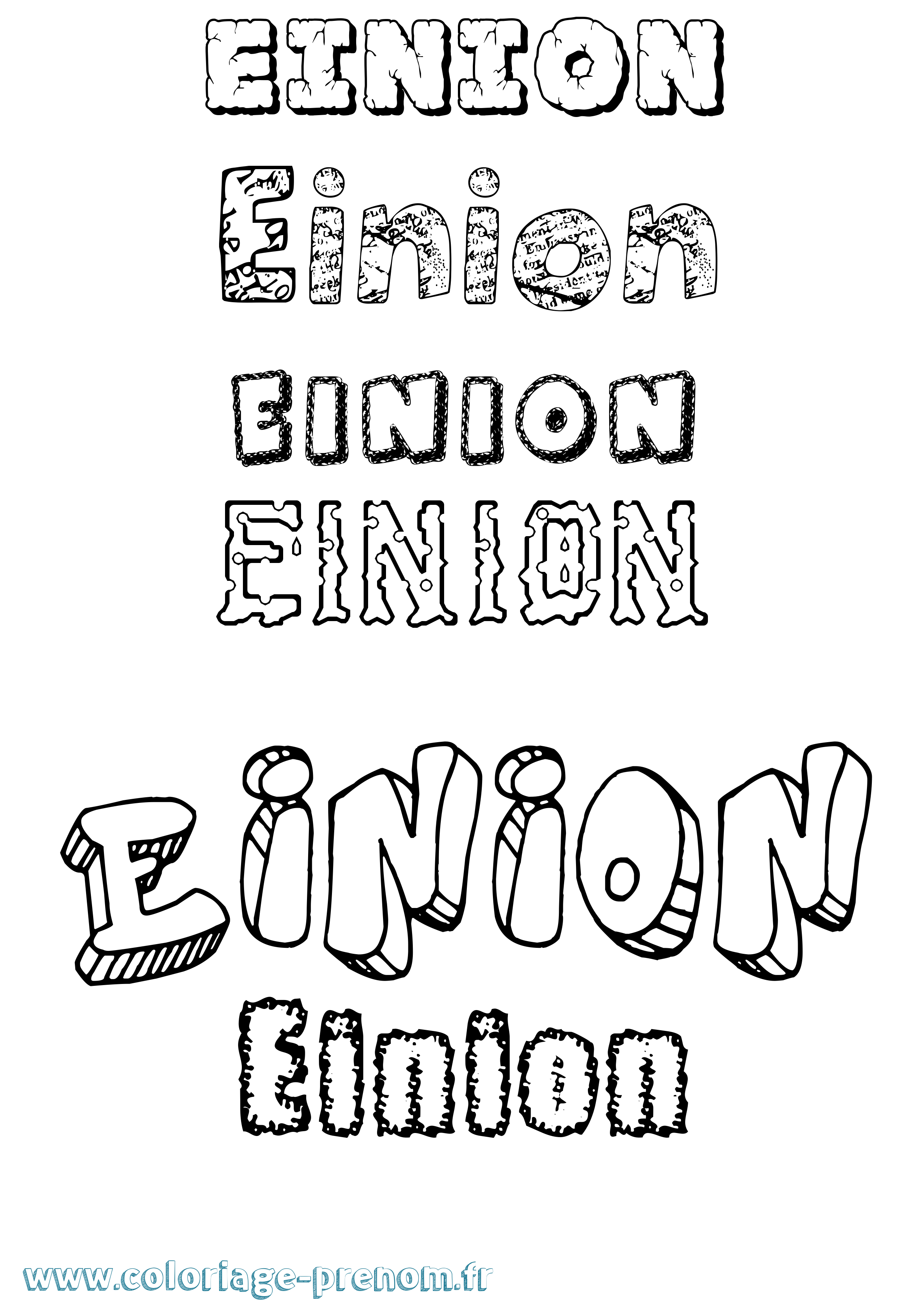 Coloriage Einion Destructuré Coloriage prénom Einion Destructuré
