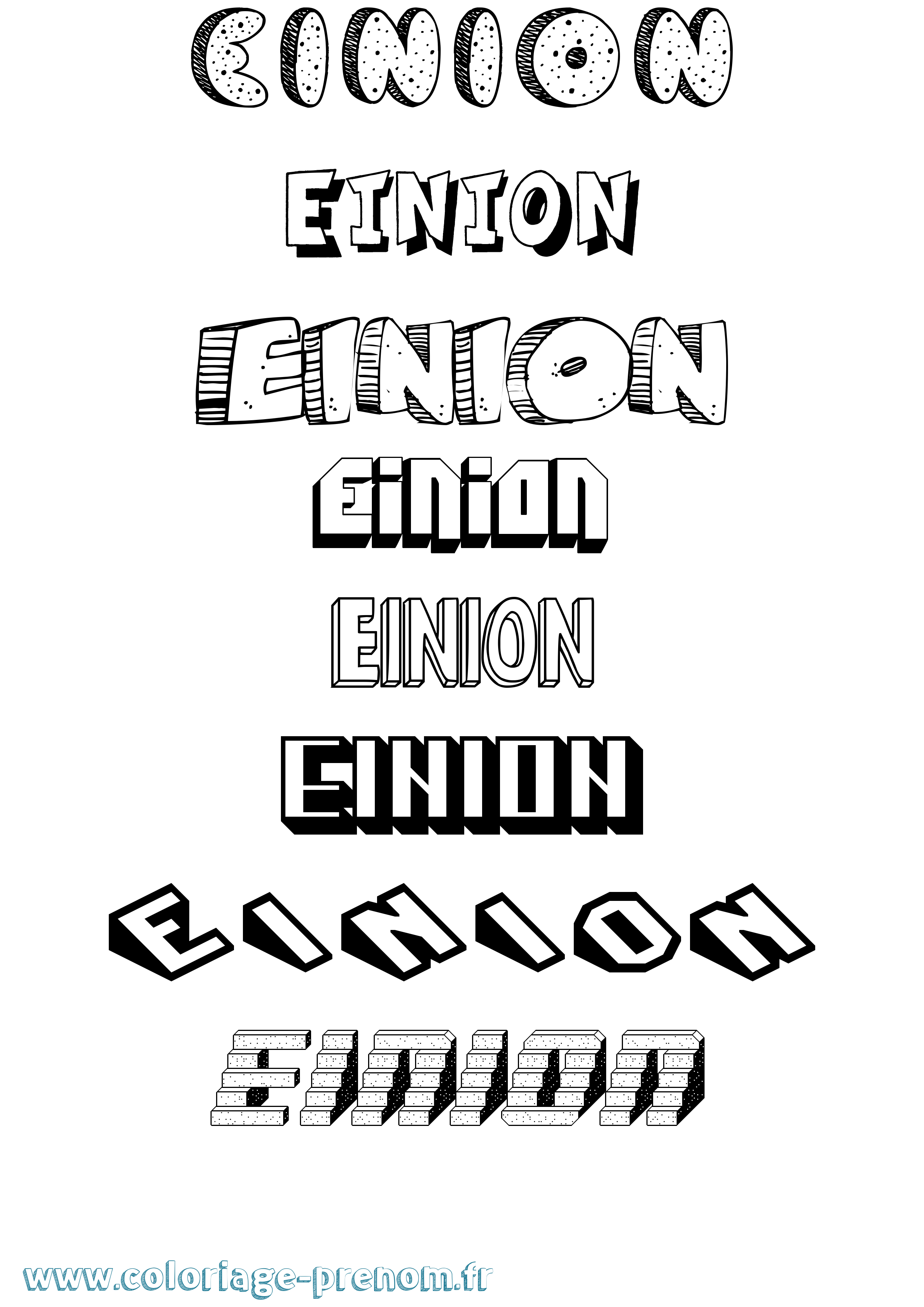 Coloriage Einion Effet 3D Coloriage prénom Einion Effet 3D