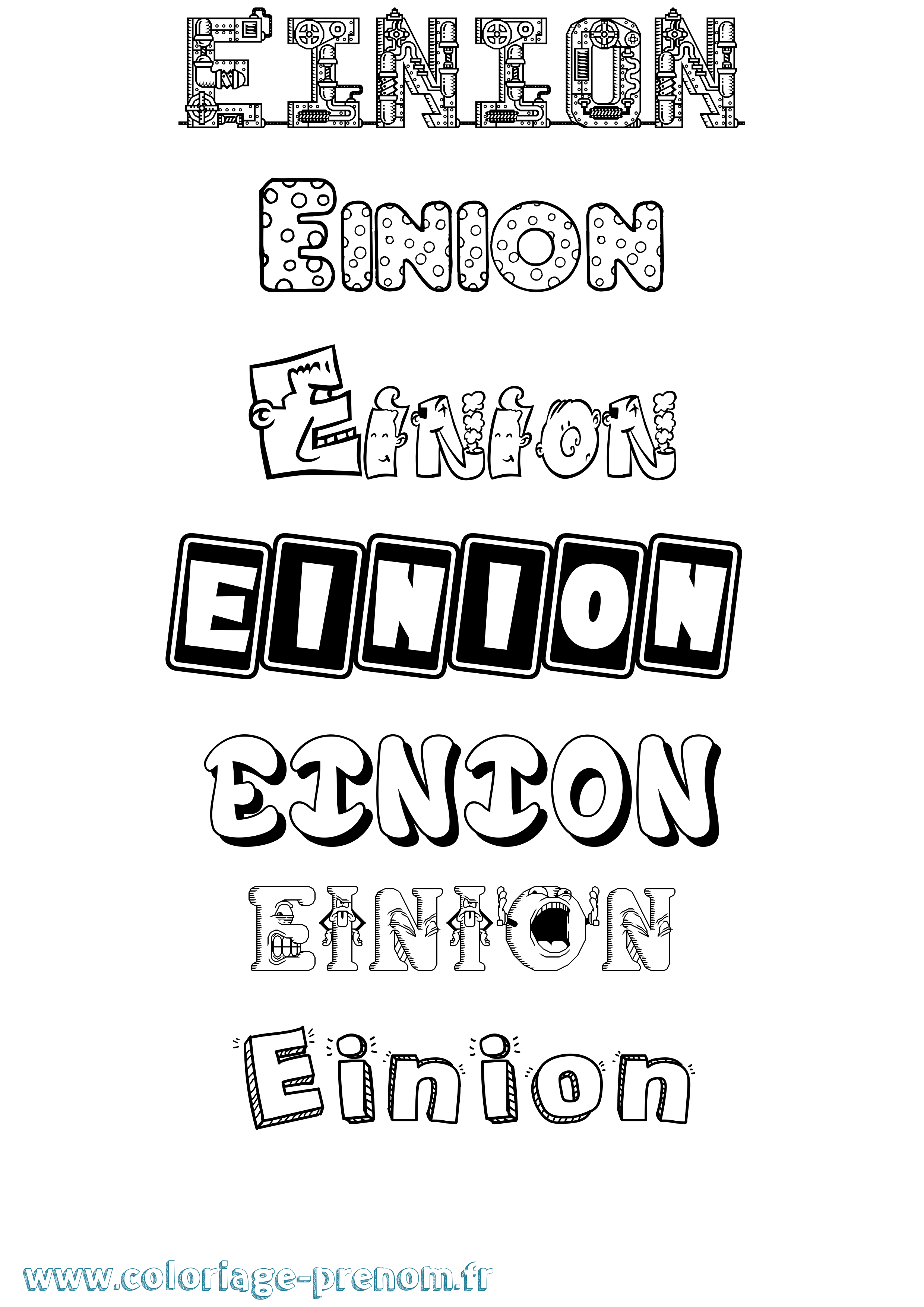 Coloriage Einion Fun Coloriage prénom Einion Fun