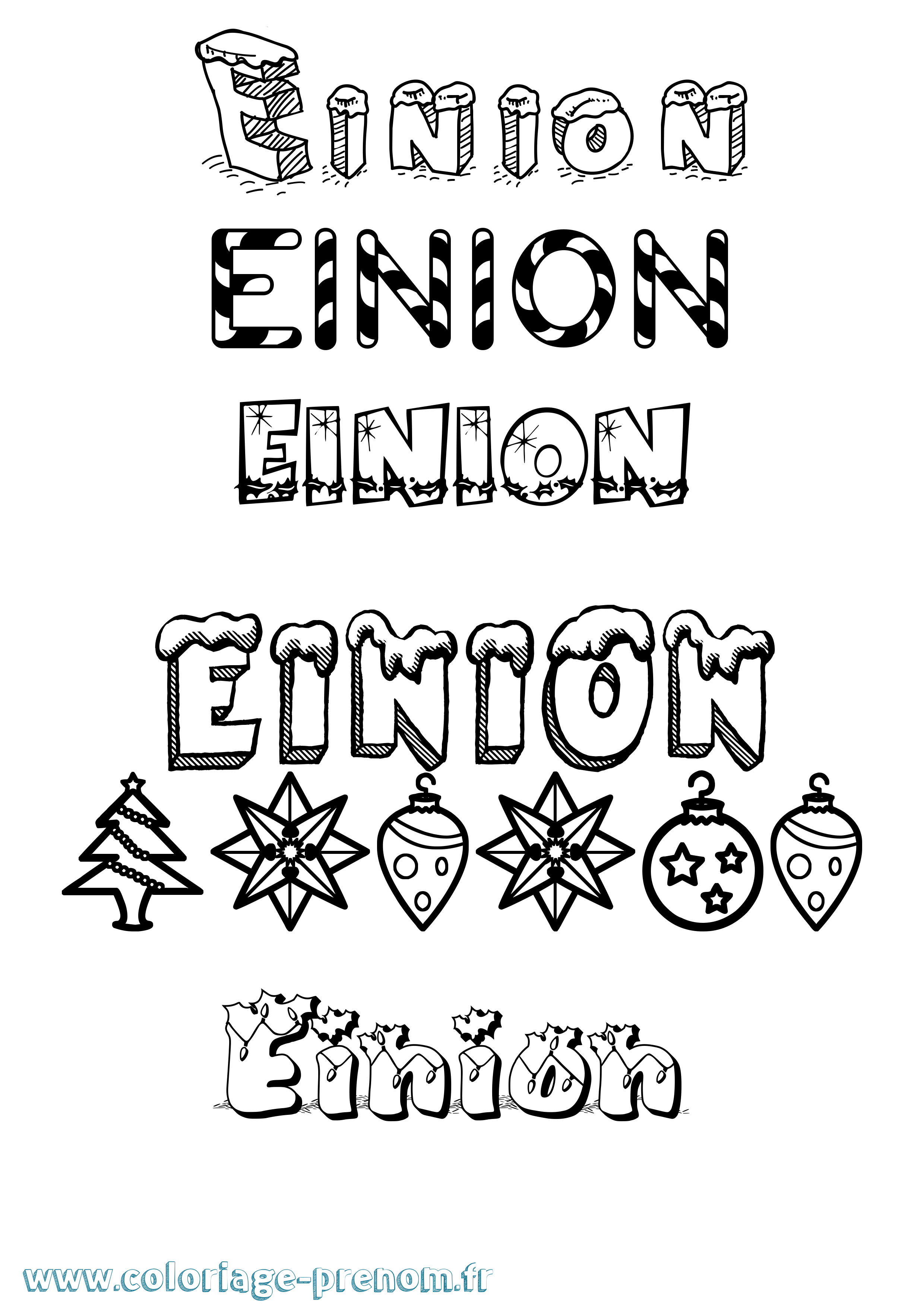 Coloriage Einion Noël Coloriage prénom Einion Noël