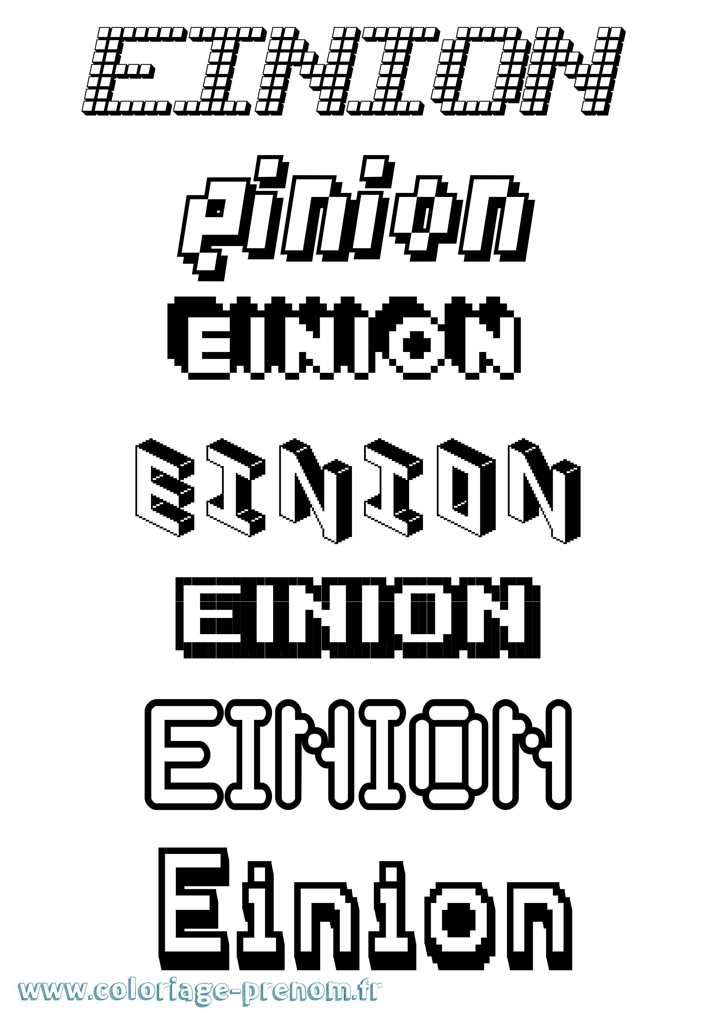 Coloriage Einion Pixel Coloriage prénom Einion Pixel