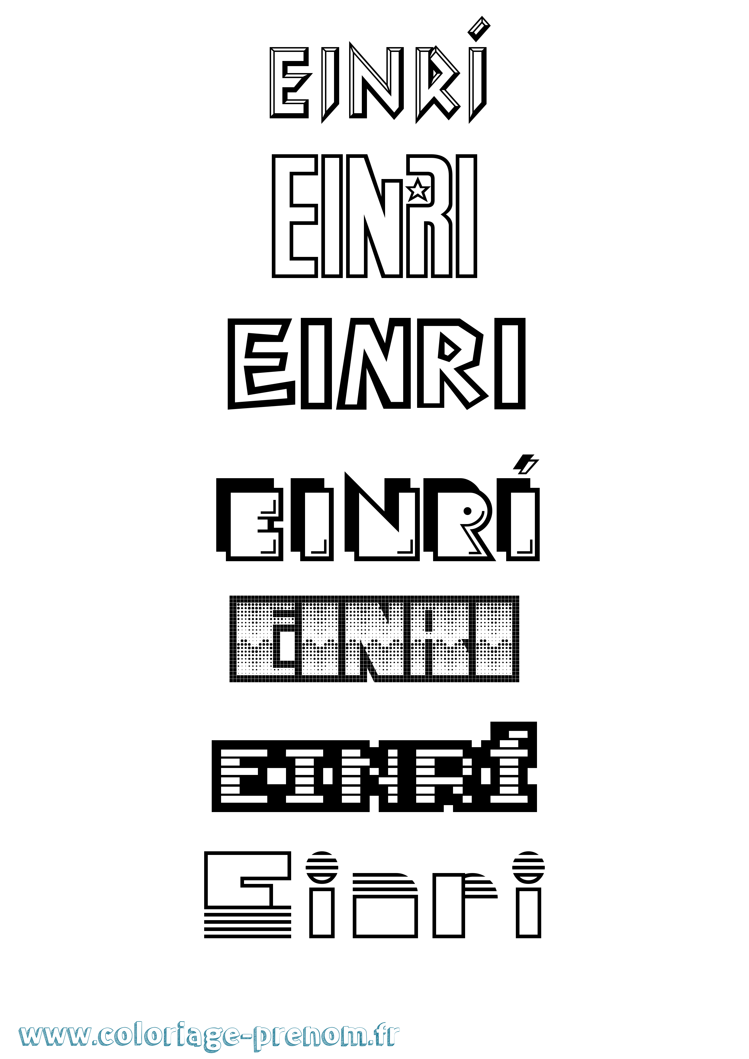 Coloriage Einrí Jeux Vidéos Coloriage prénom Einrí Jeux Vidéos