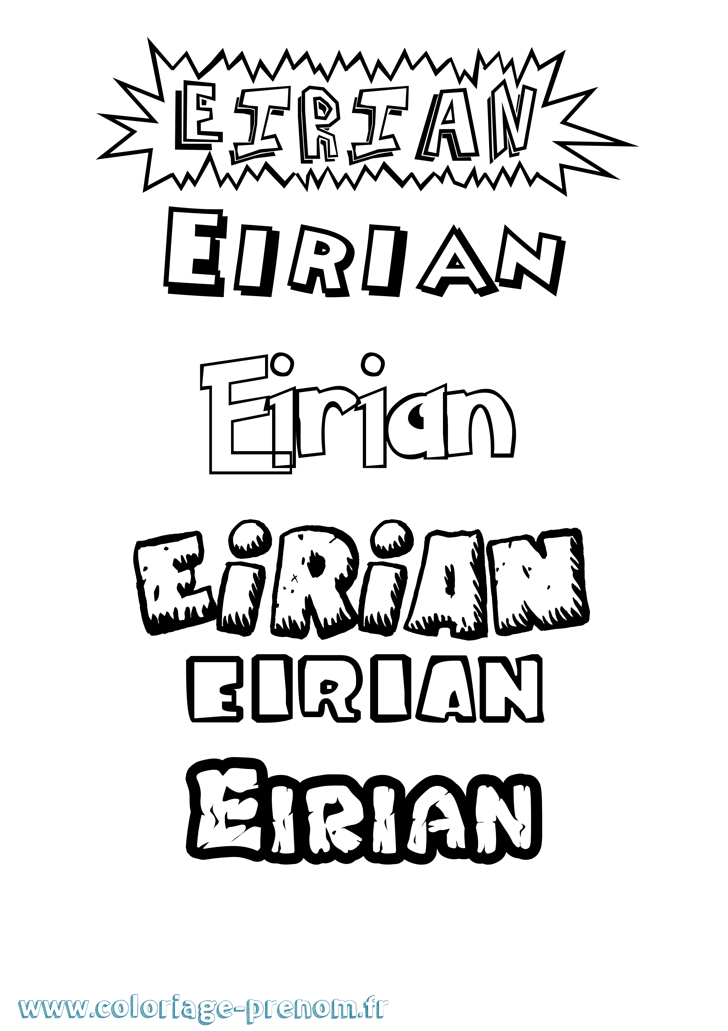 Coloriage Eirian Dessin Animé Coloriage prénom Eirian Dessin Animé