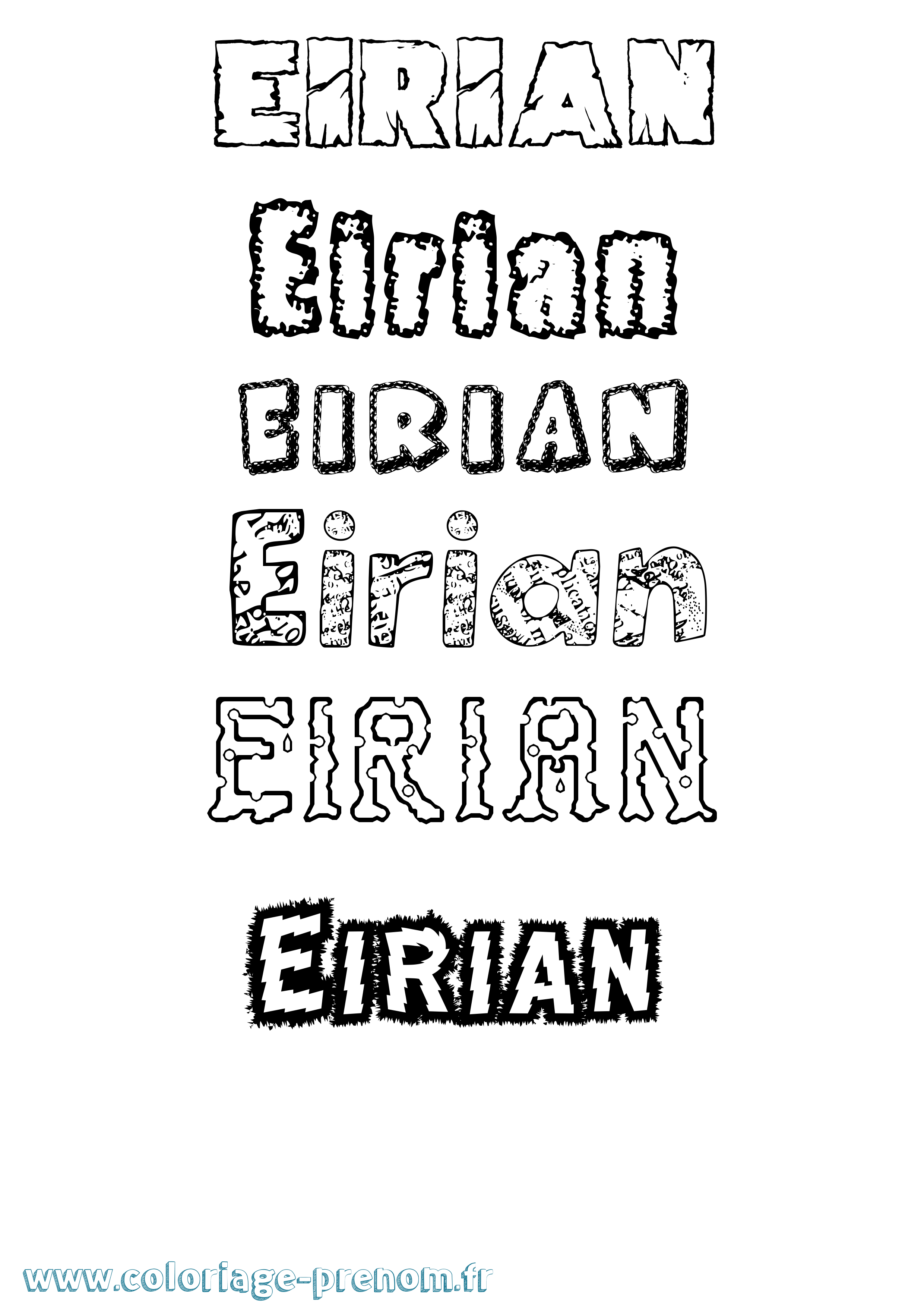 Coloriage Eirian Destructuré Coloriage prénom Eirian Destructuré