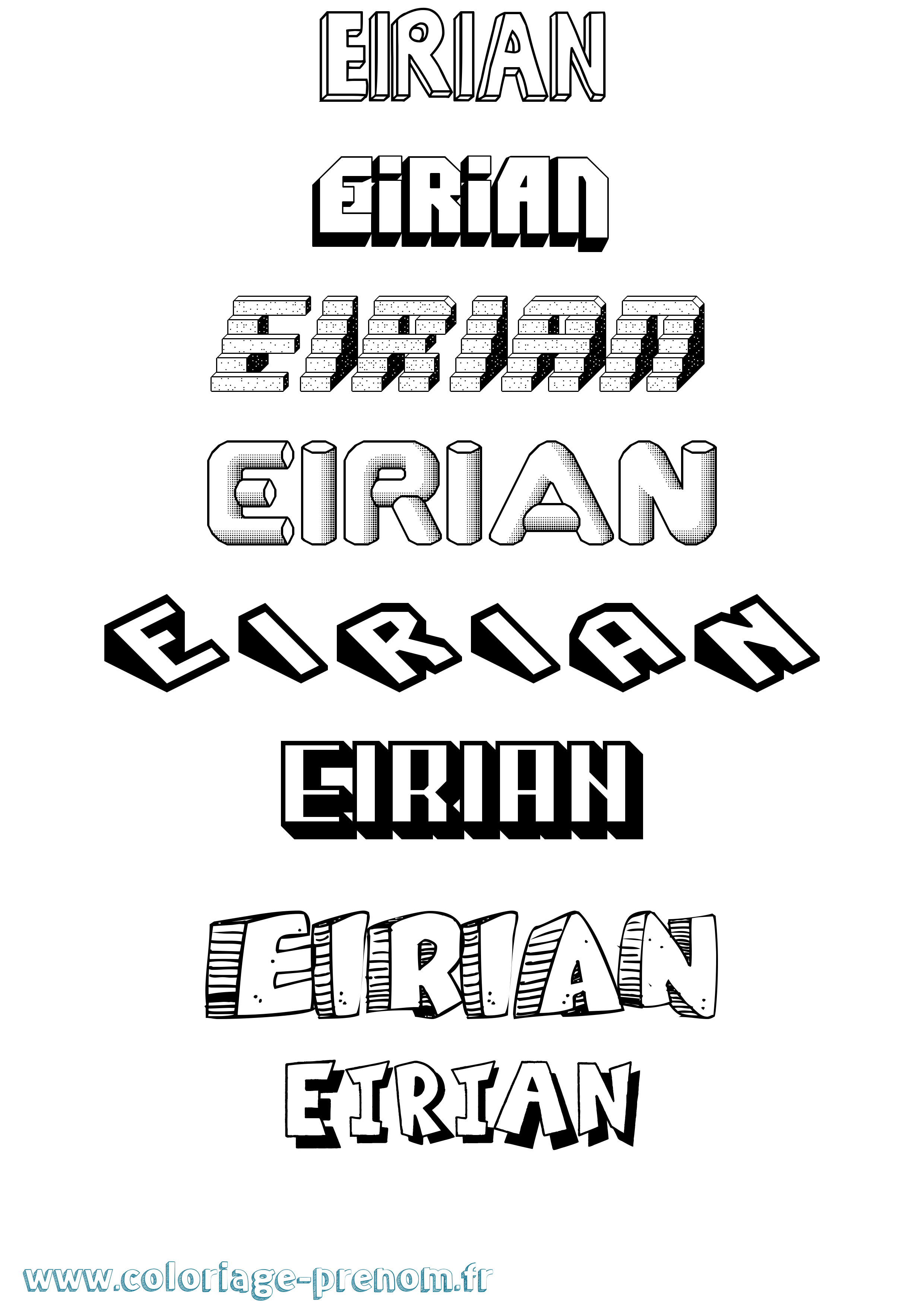 Coloriage Eirian Effet 3D Coloriage prénom Eirian Effet 3D