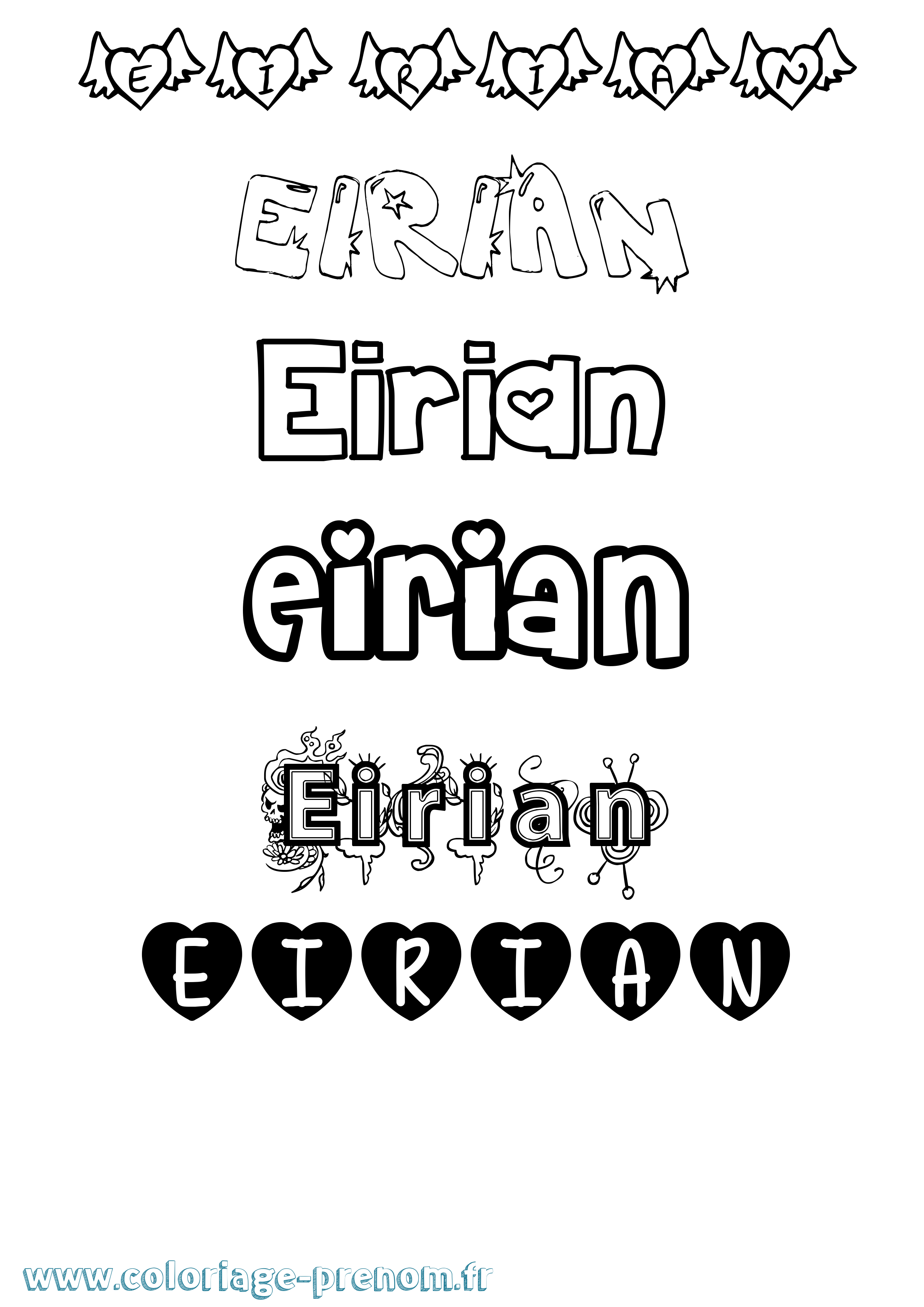 Coloriage Eirian Girly Coloriage prénom Eirian Girly