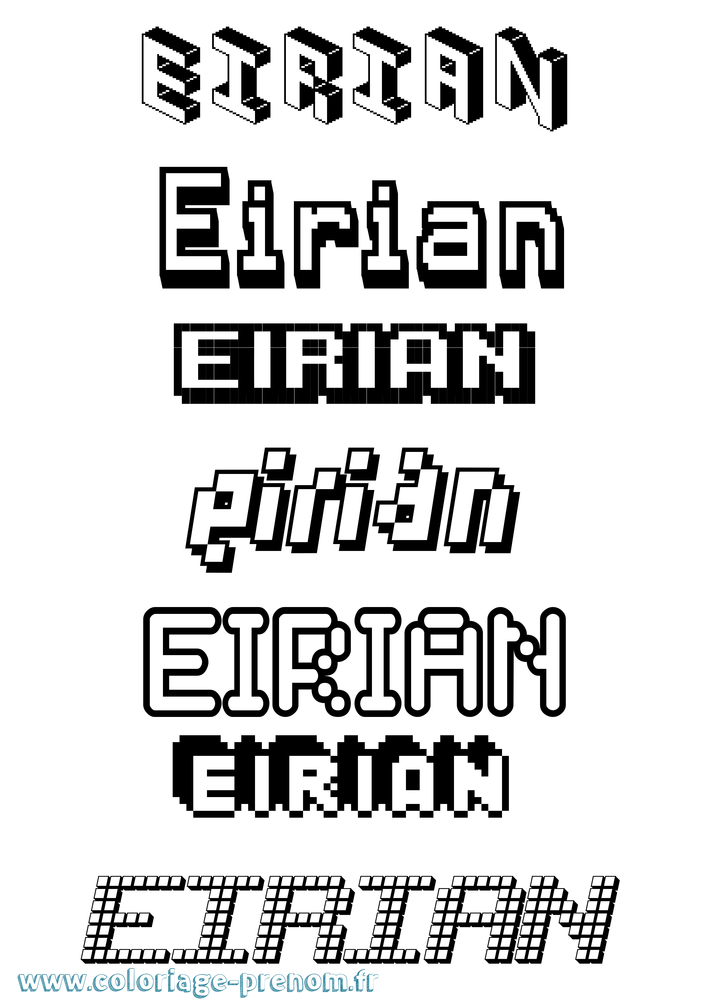 Coloriage Eirian Pixel Coloriage prénom Eirian Pixel