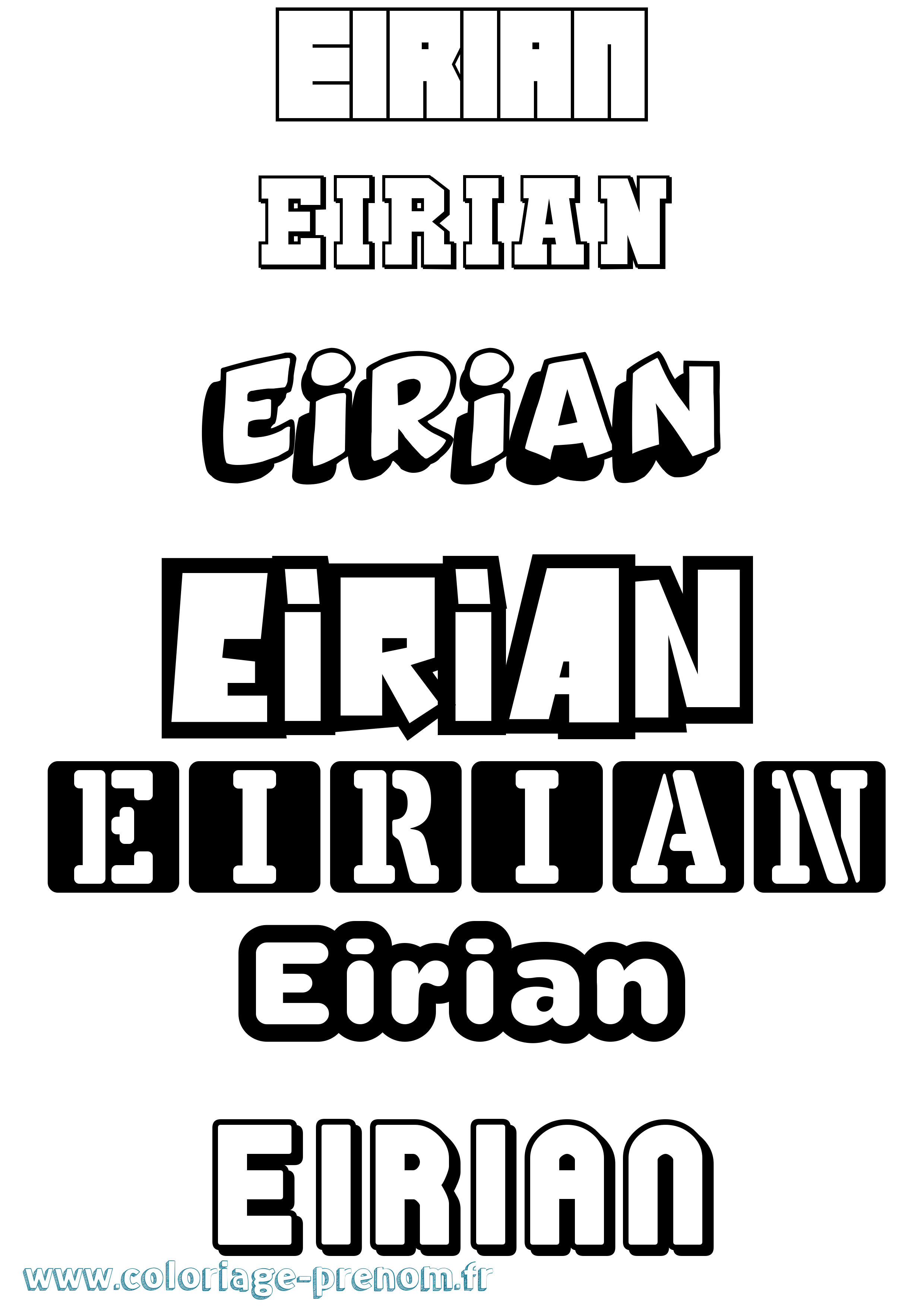 Coloriage Eirian Simple Coloriage prénom Eirian Simple