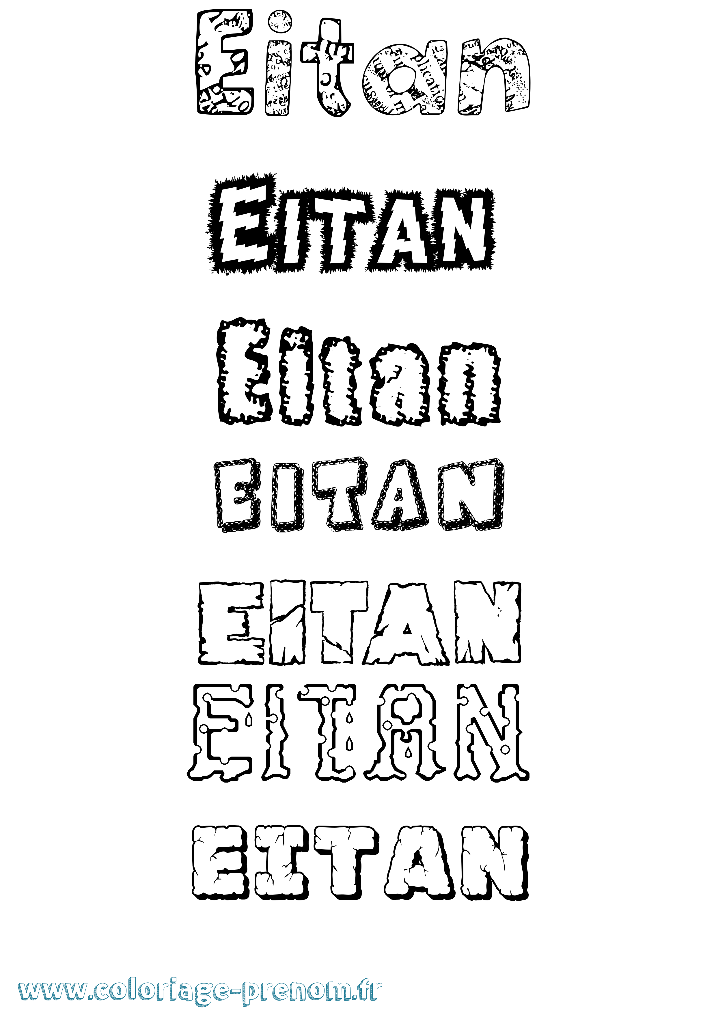 Coloriage Eitan Destructuré Coloriage prénom Eitan Destructuré