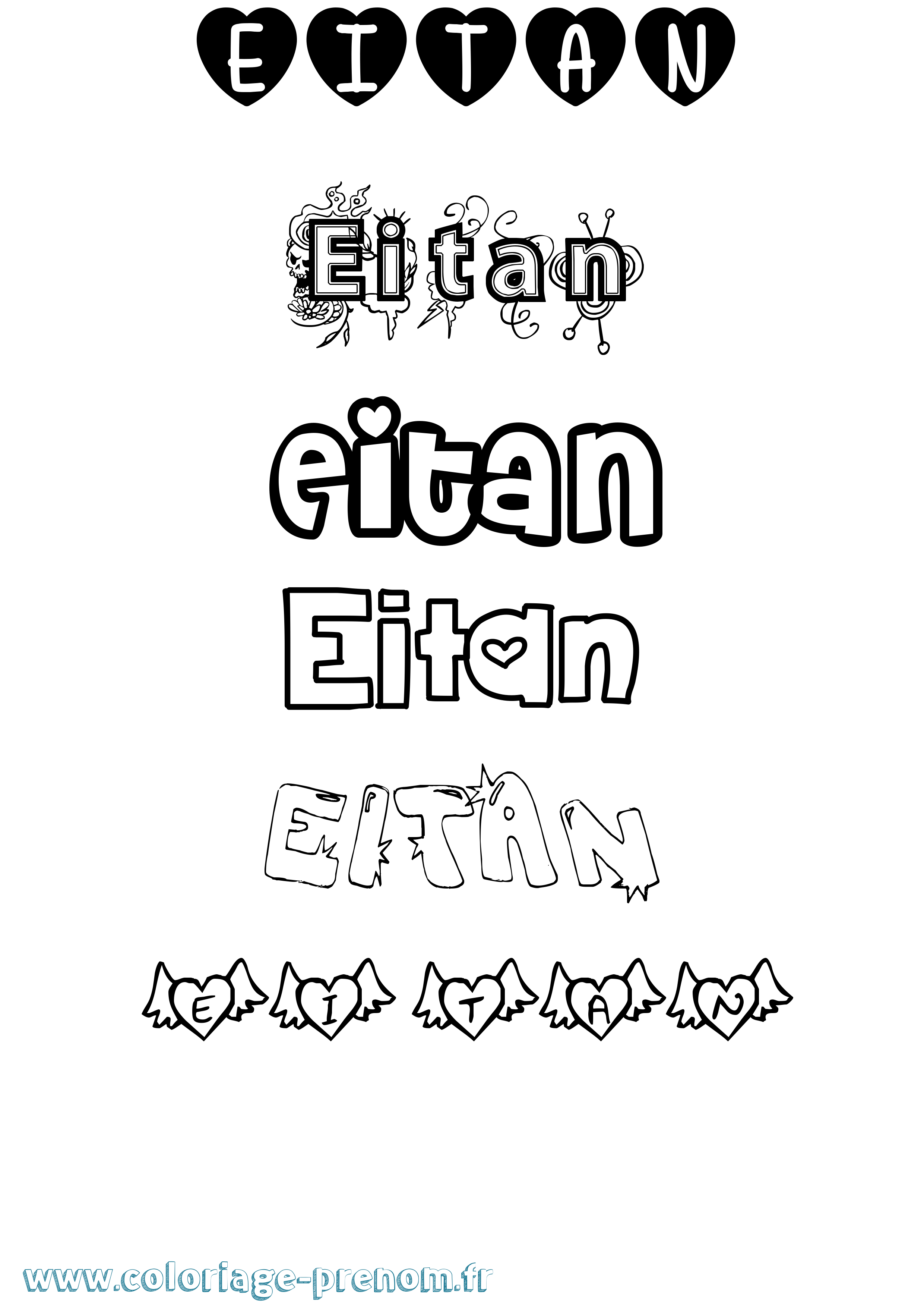 Coloriage Eitan Girly Coloriage prénom Eitan Girly
