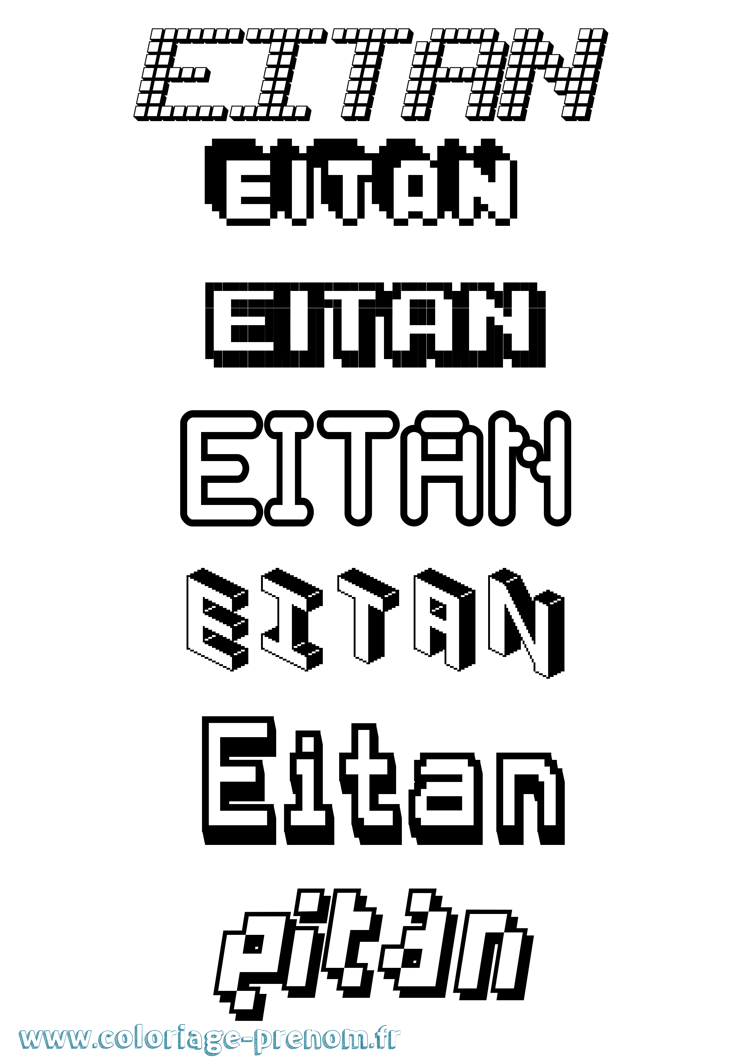 Coloriage Eitan Pixel Coloriage prénom Eitan Pixel