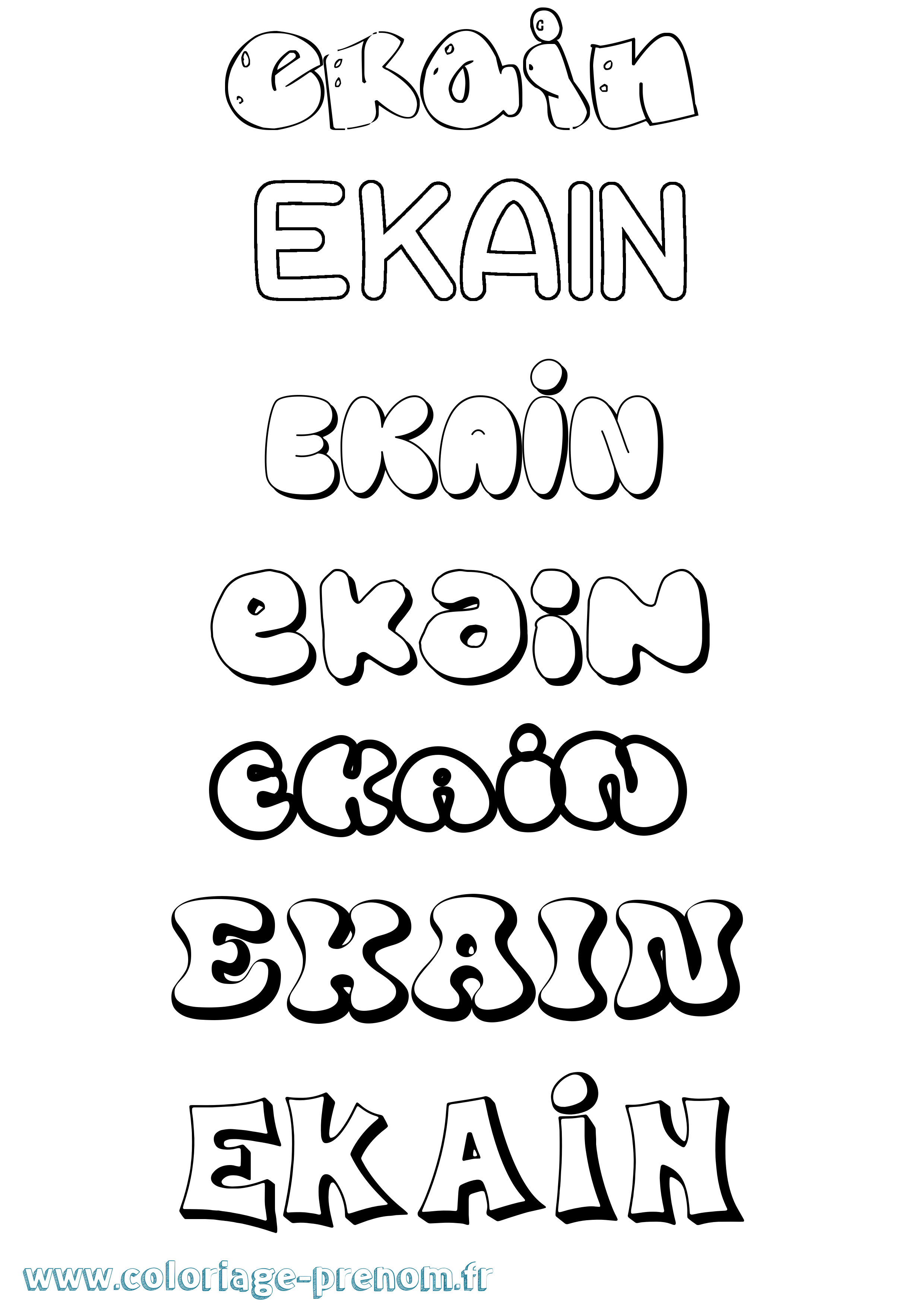 Coloriage Ekain Bubble Coloriage prénom Ekain Bubble