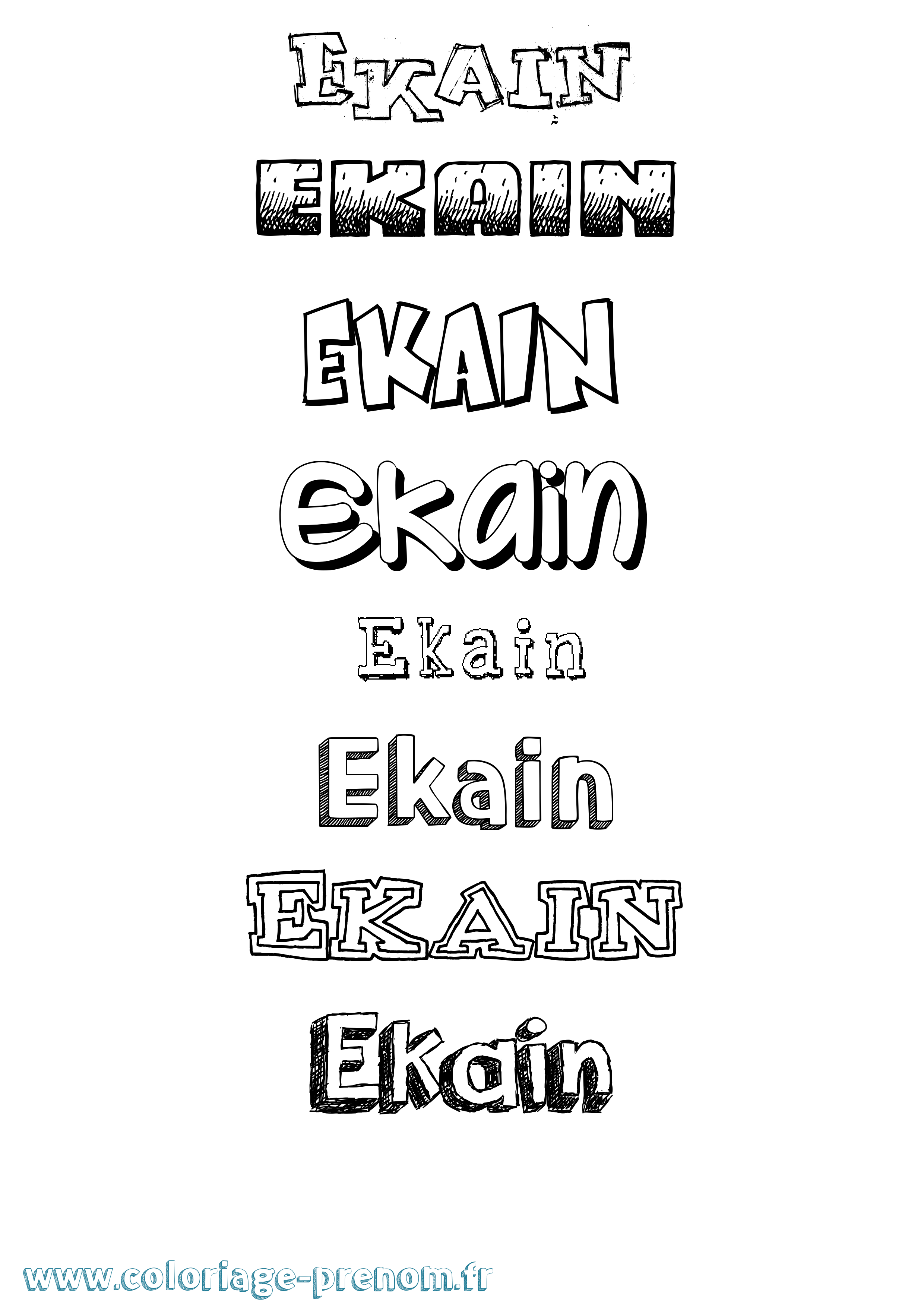 Coloriage Ekain Dessiné Coloriage prénom Ekain Dessiné
