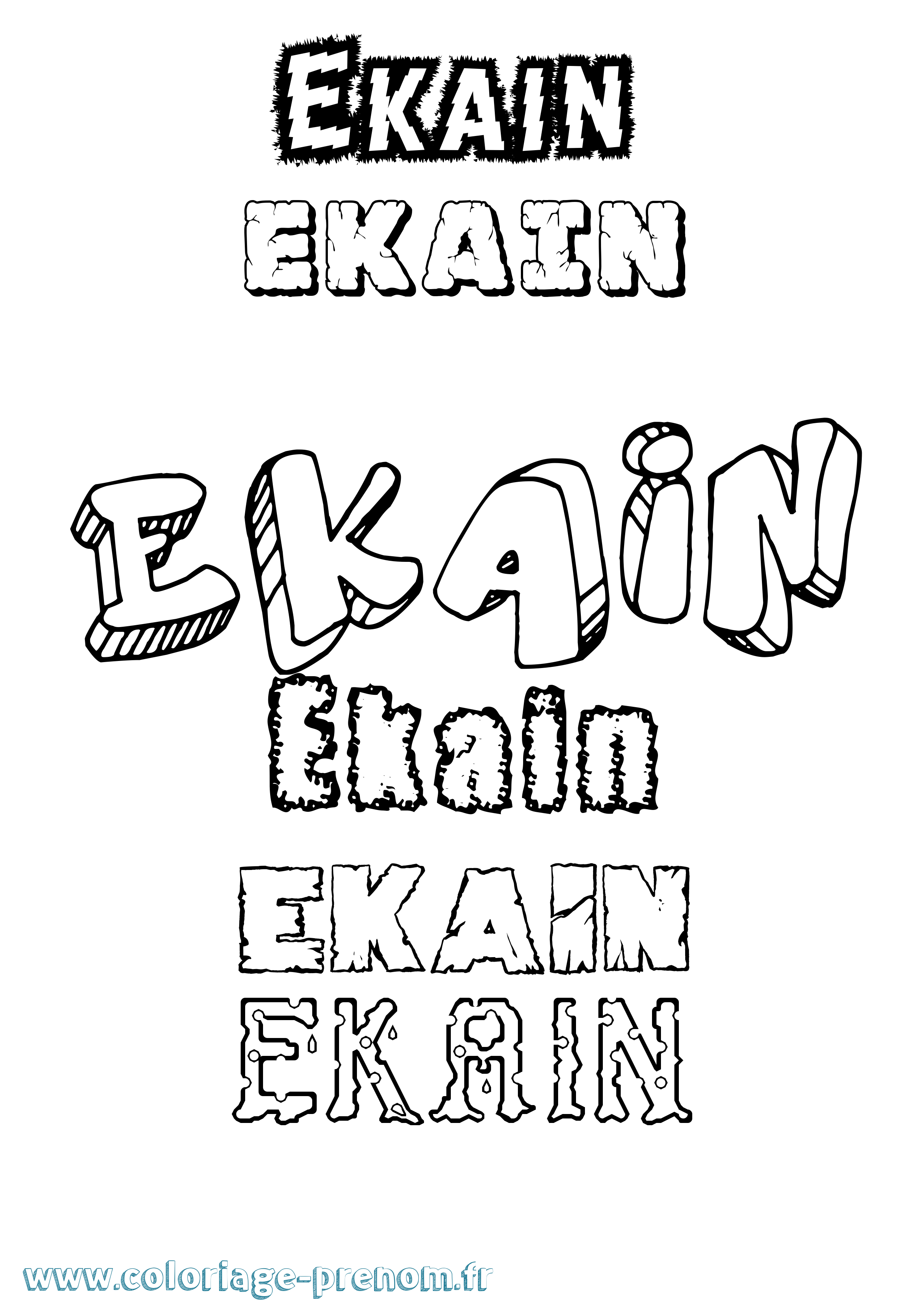 Coloriage Ekain Destructuré Coloriage prénom Ekain Destructuré