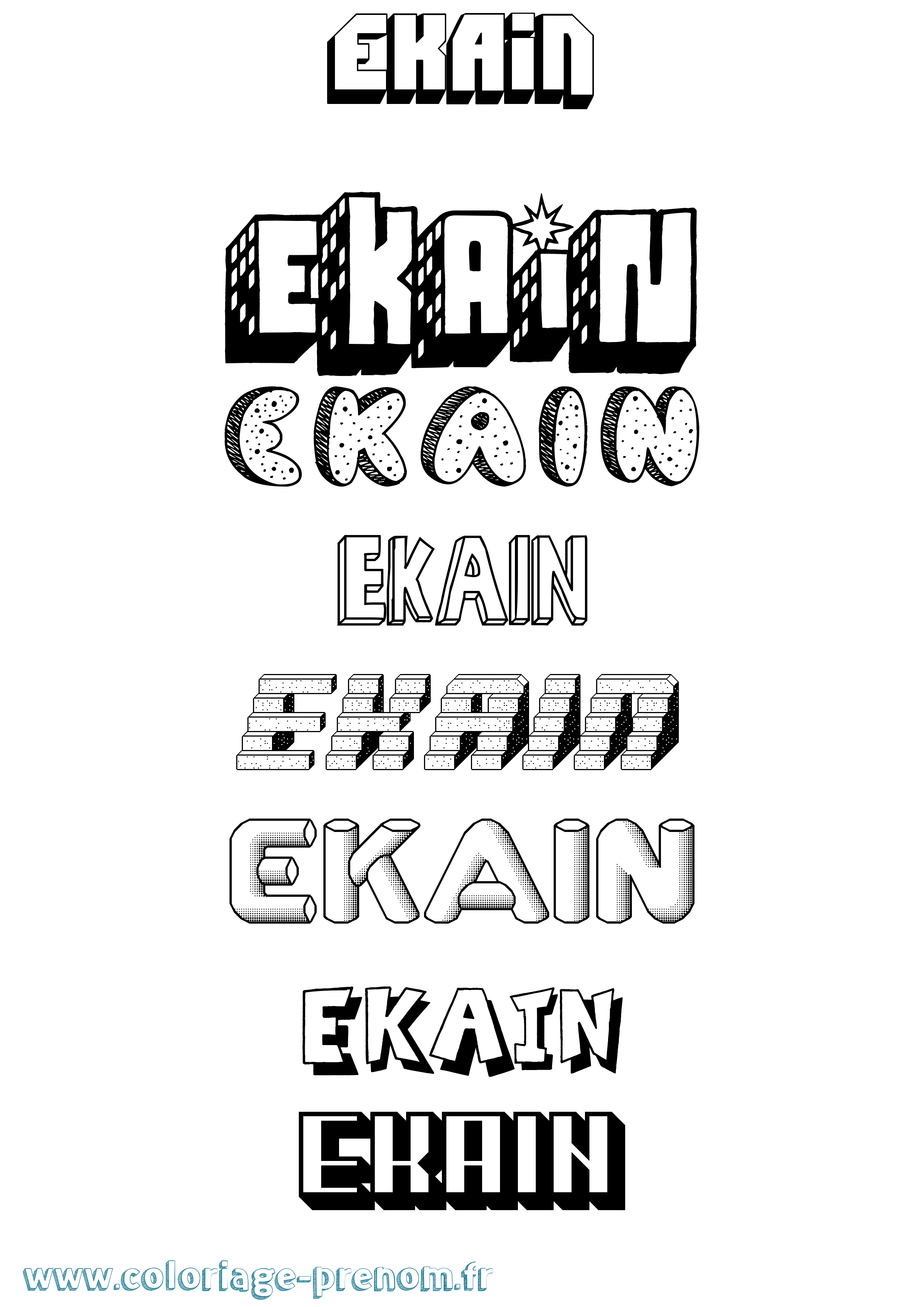 Coloriage Ekain Effet 3D Coloriage prénom Ekain Effet 3D
