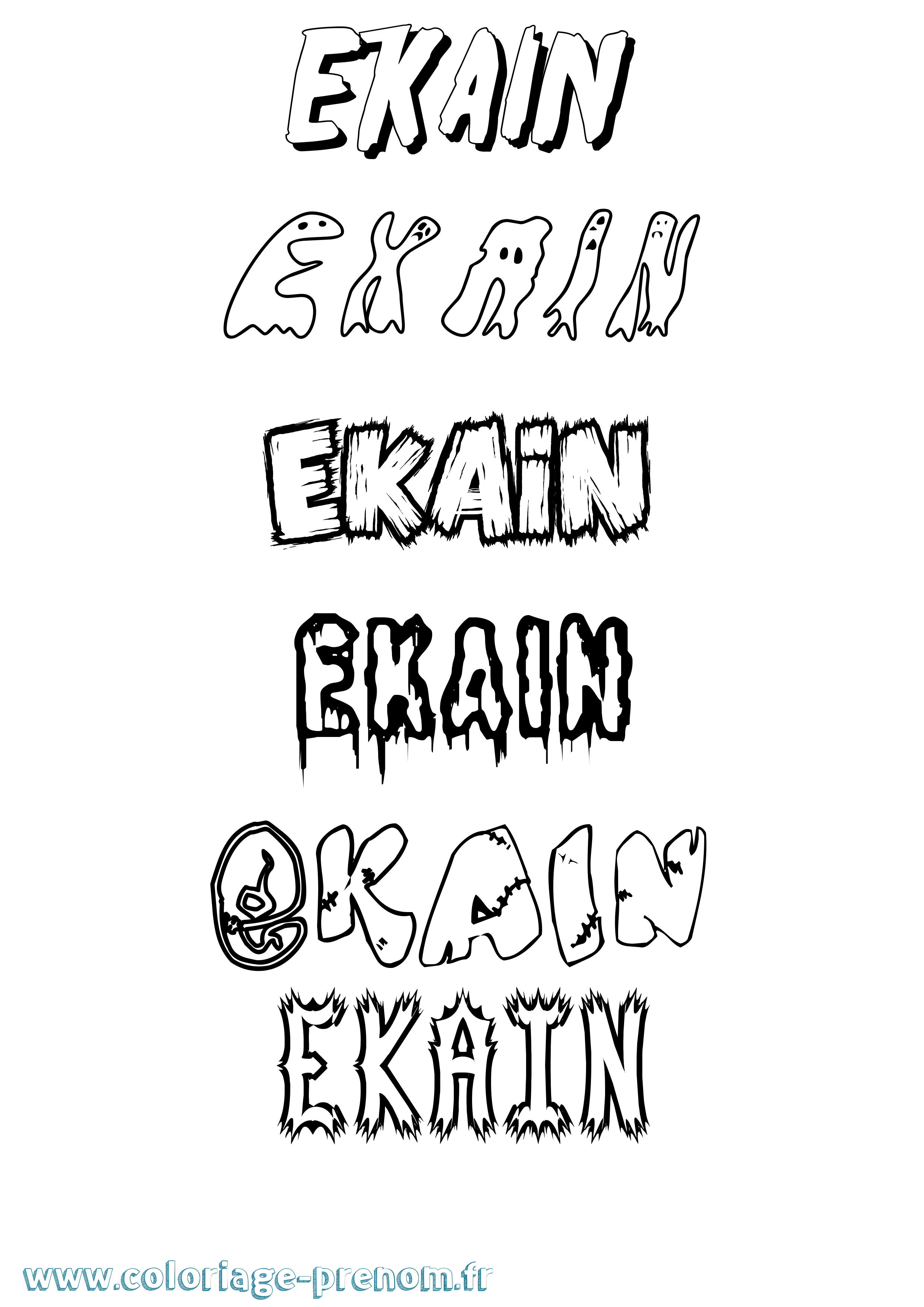 Coloriage Ekain Frisson Coloriage prénom Ekain Frisson