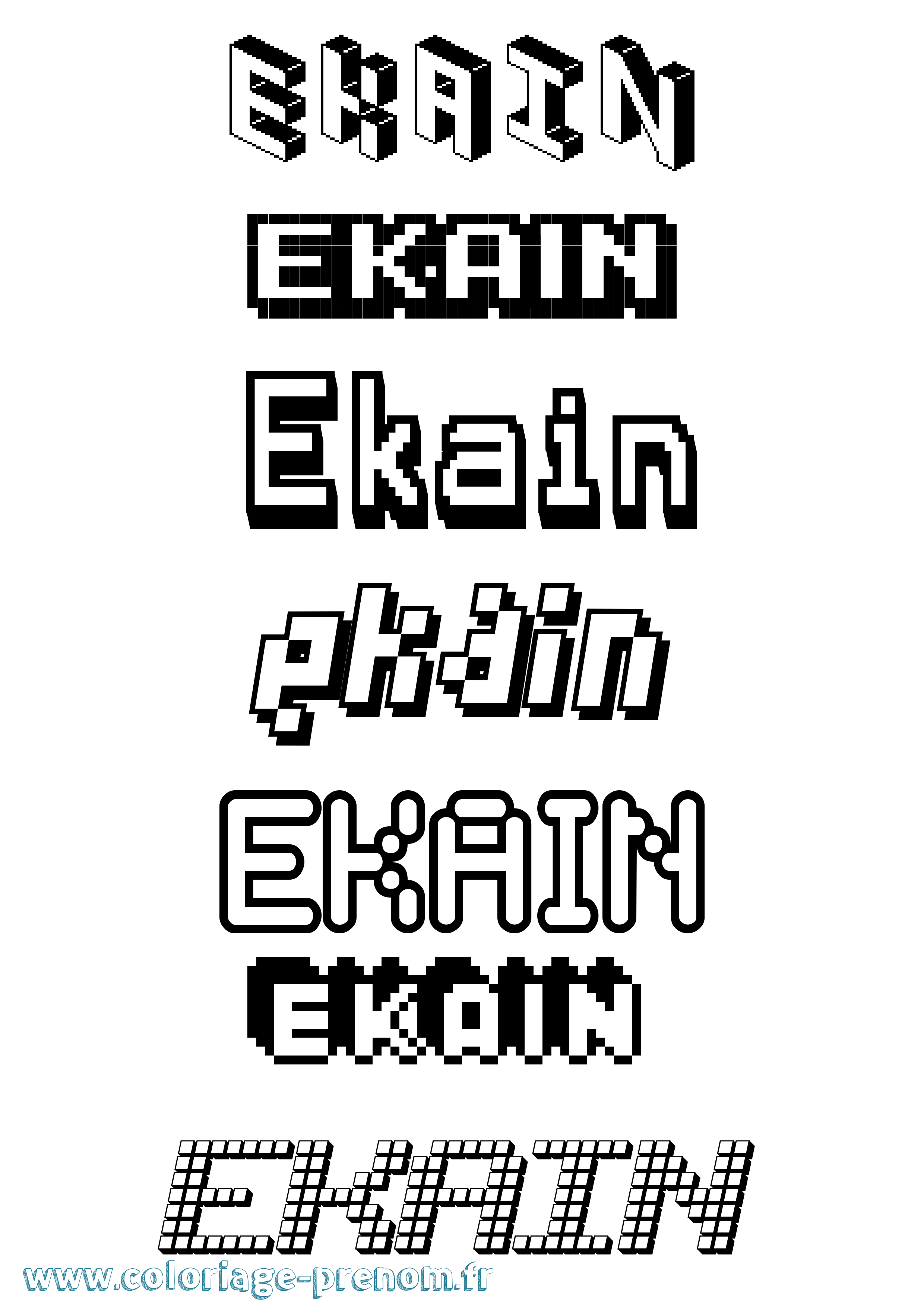 Coloriage Ekain Pixel Coloriage prénom Ekain Pixel