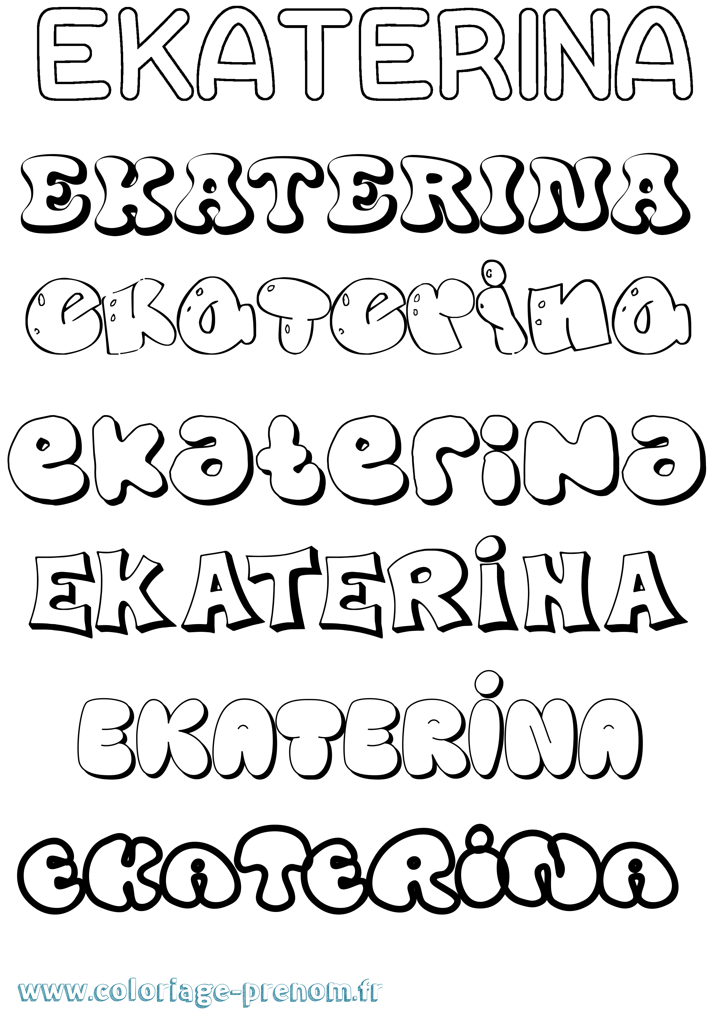 Coloriage Ekaterina Bubble Coloriage prénom Ekaterina Bubble