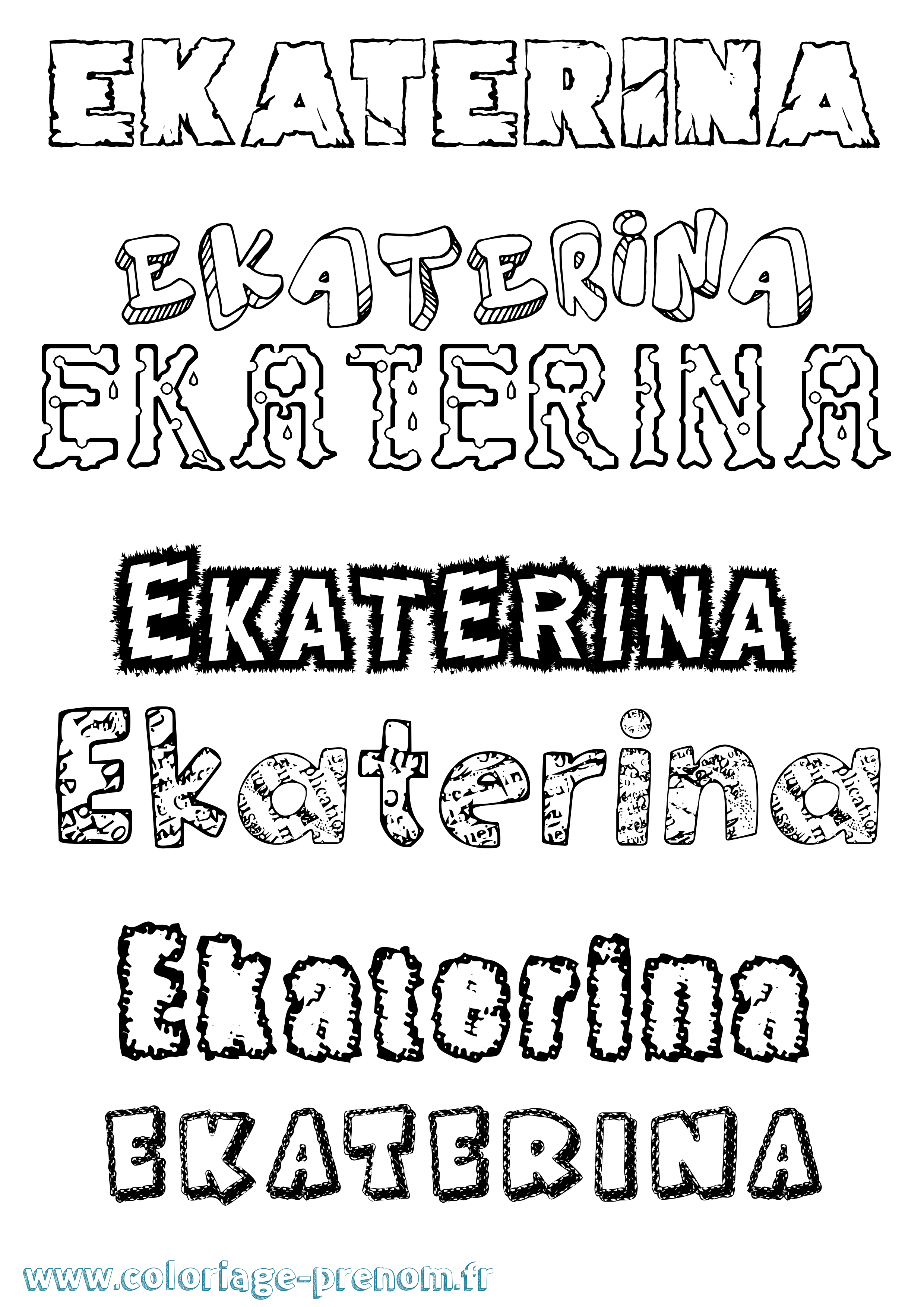 Coloriage Ekaterina Destructuré Coloriage prénom Ekaterina Destructuré