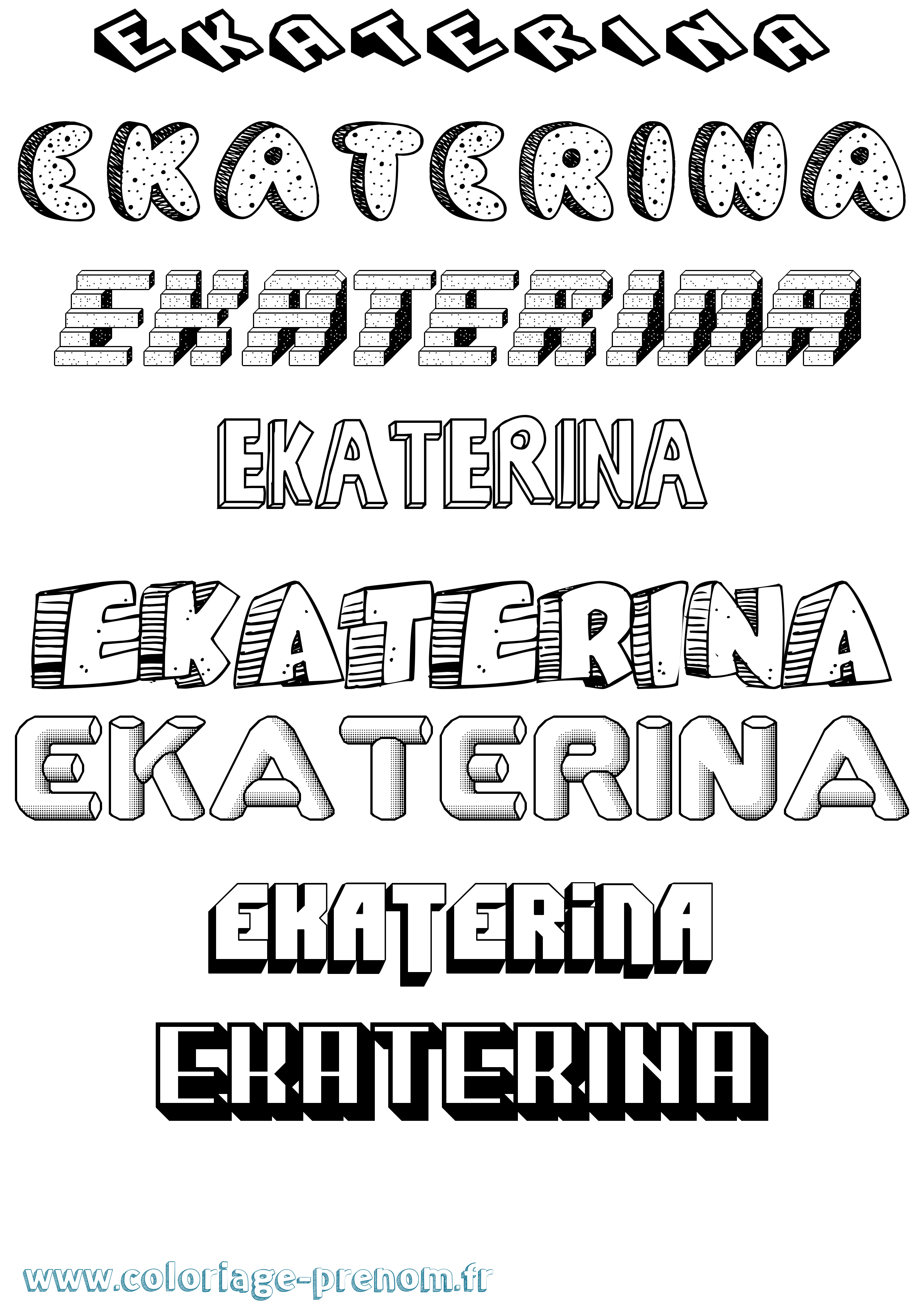 Coloriage Ekaterina Effet 3D Coloriage prénom Ekaterina Effet 3D
