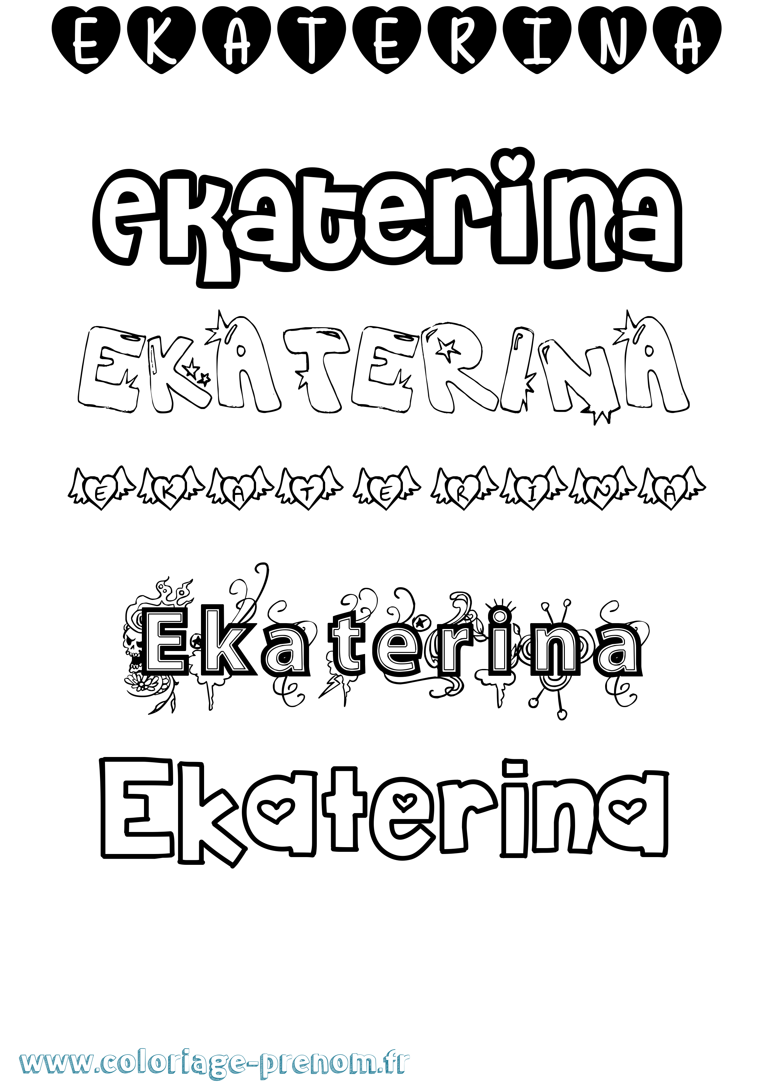 Coloriage Ekaterina Girly Coloriage prénom Ekaterina Girly