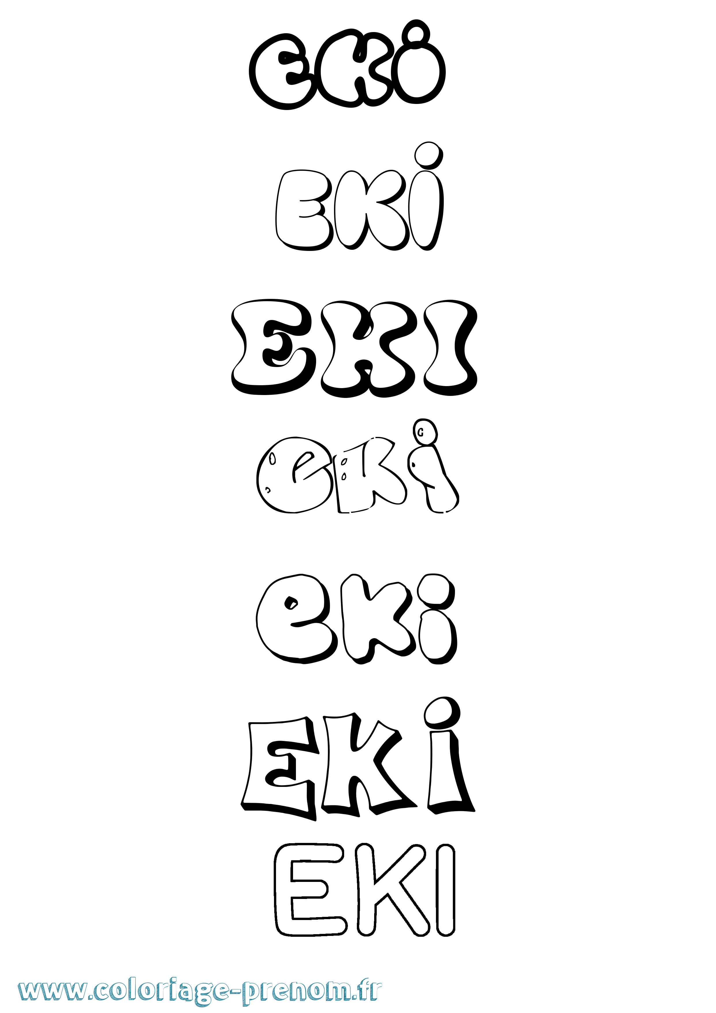Coloriage Eki Bubble Coloriage prénom Eki Bubble