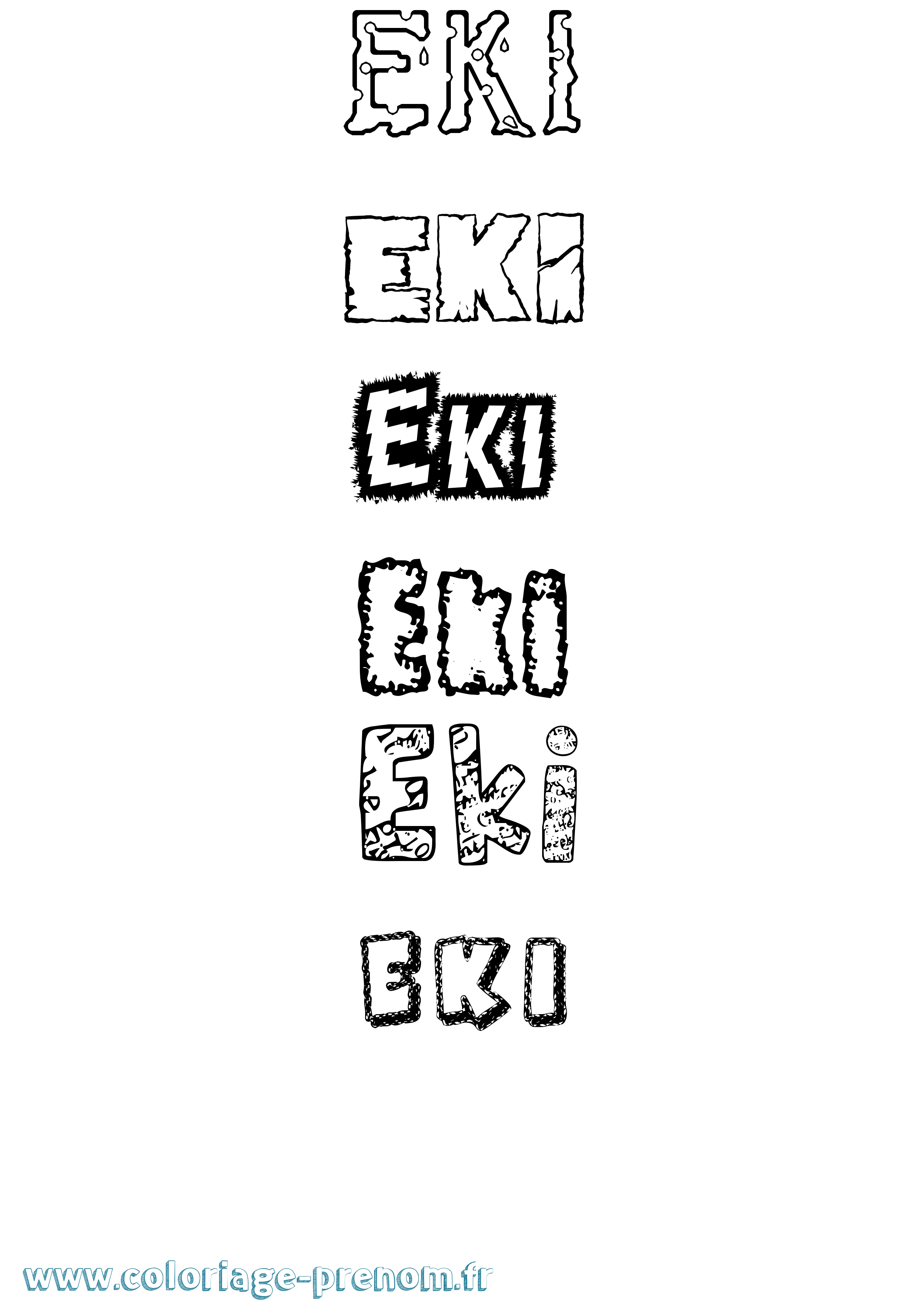 Coloriage Eki Destructuré Coloriage prénom Eki Destructuré