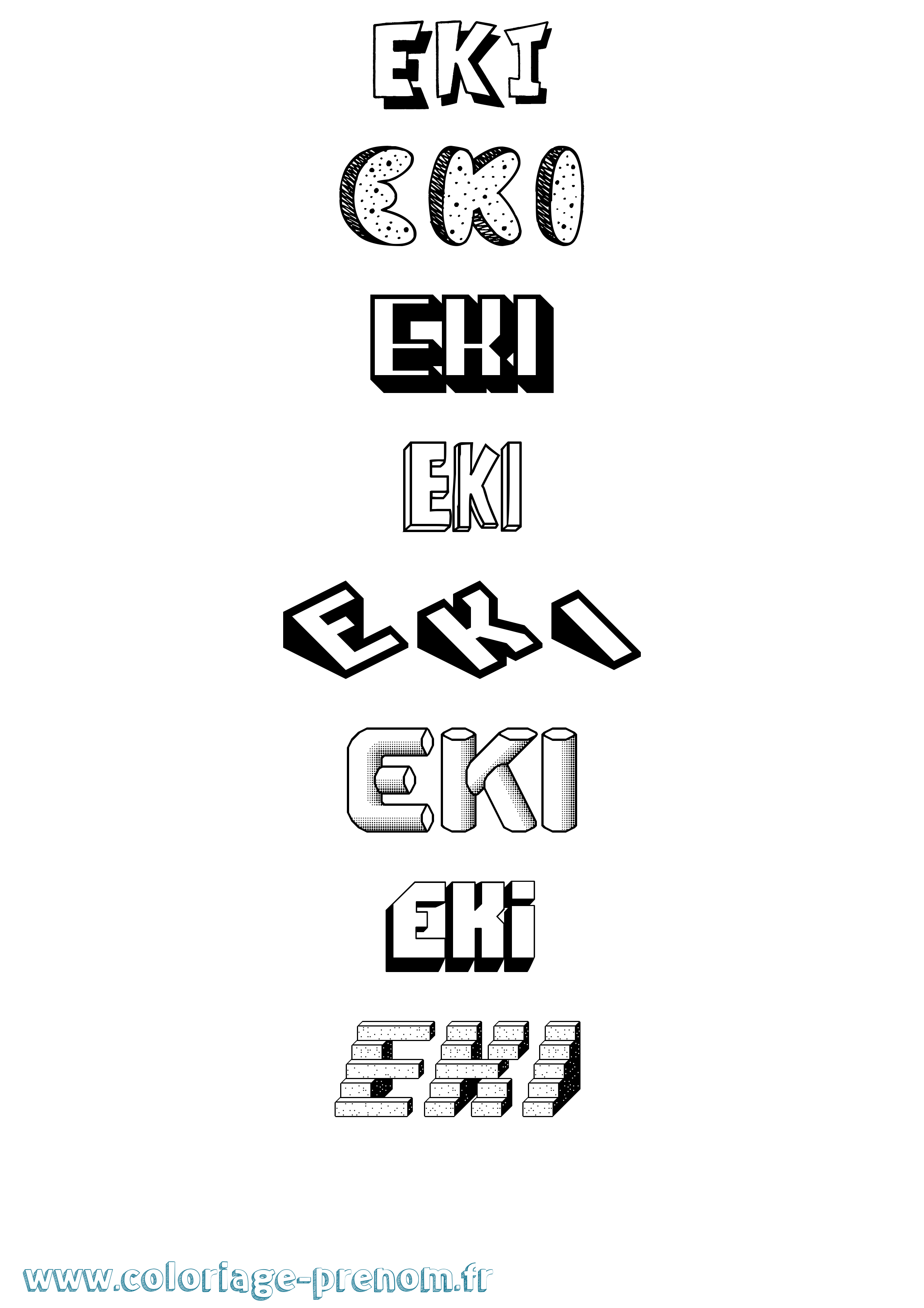 Coloriage Eki Effet 3D Coloriage prénom Eki Effet 3D