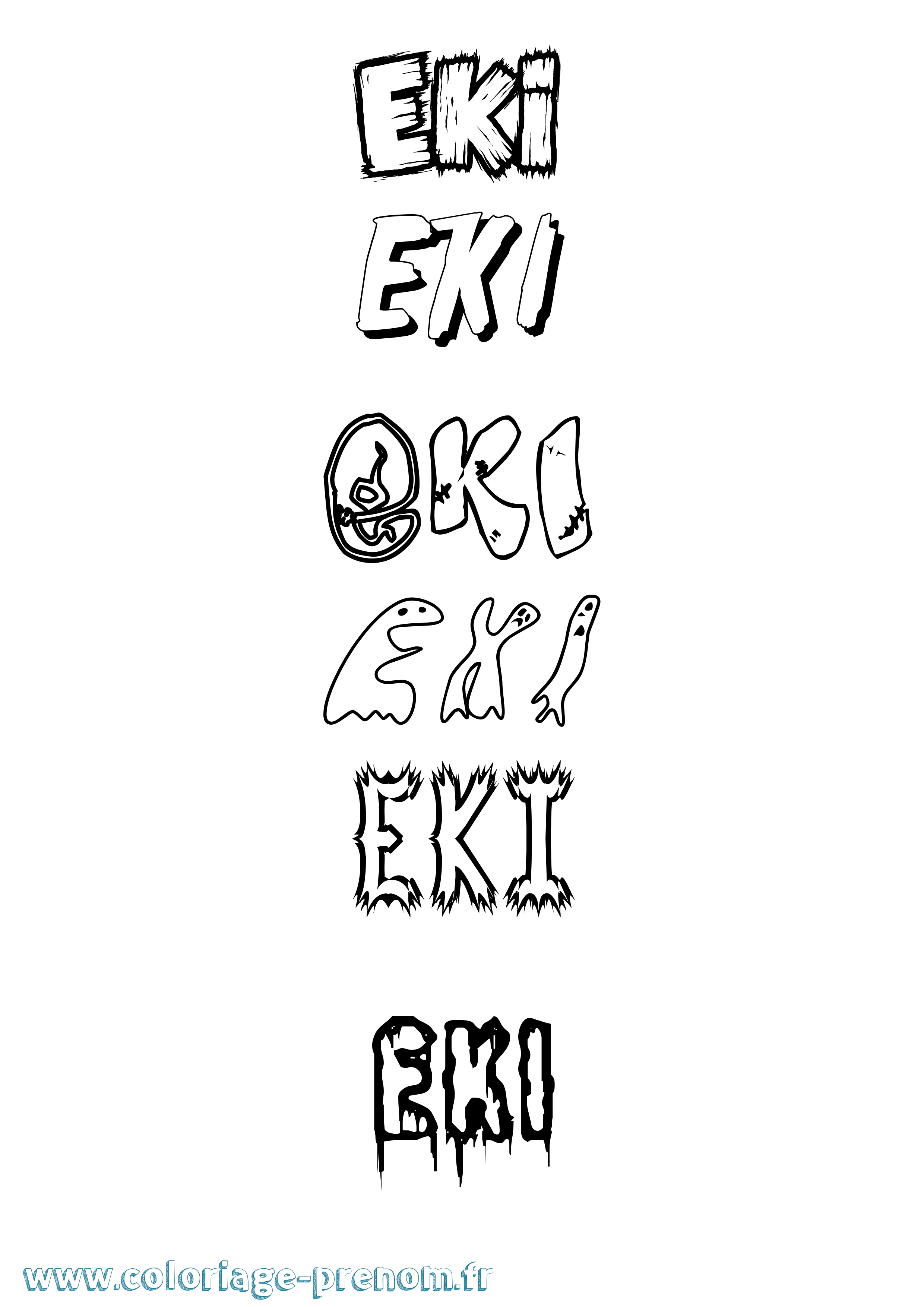 Coloriage Eki Frisson Coloriage prénom Eki Frisson