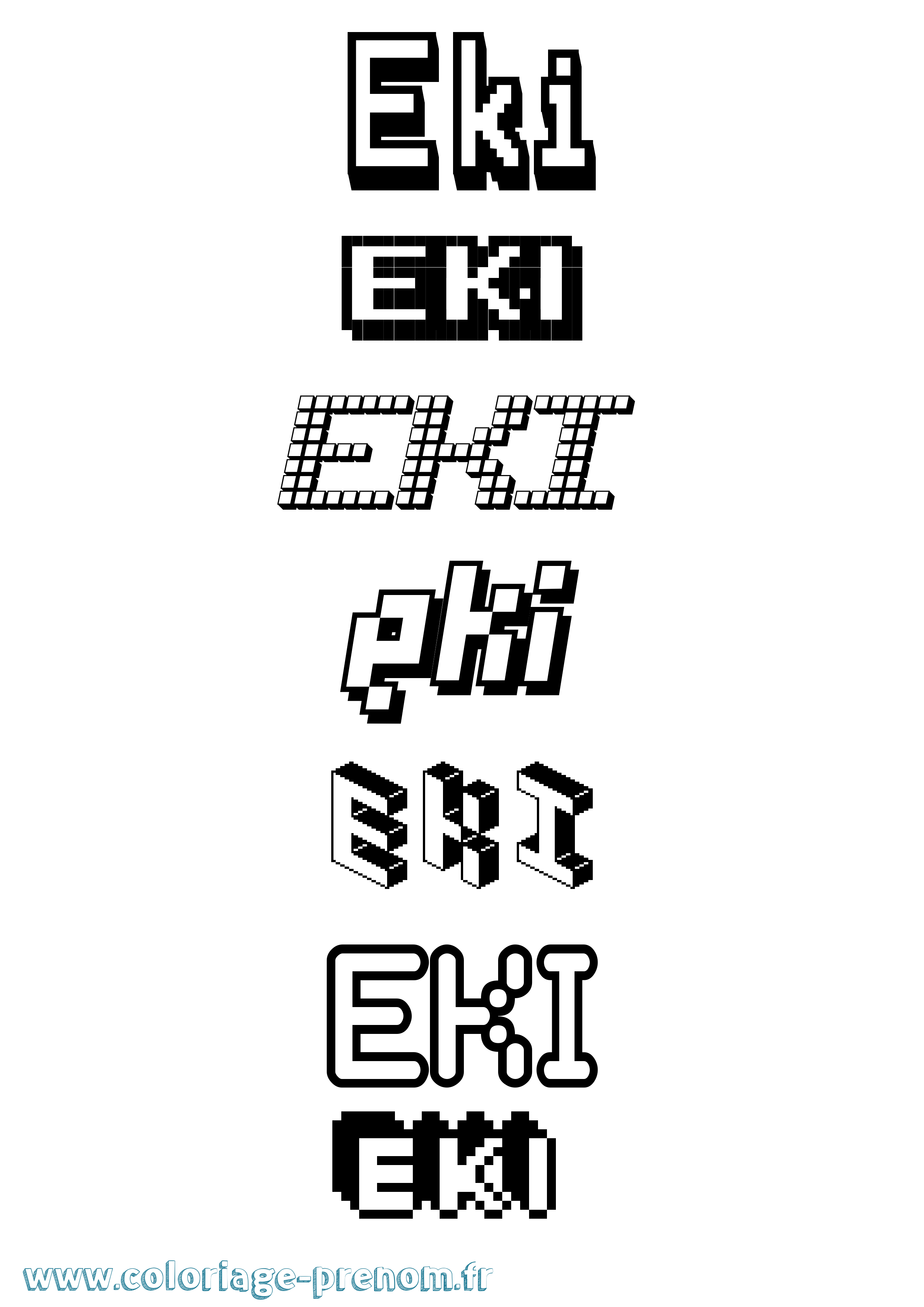 Coloriage Eki Pixel Coloriage prénom Eki Pixel
