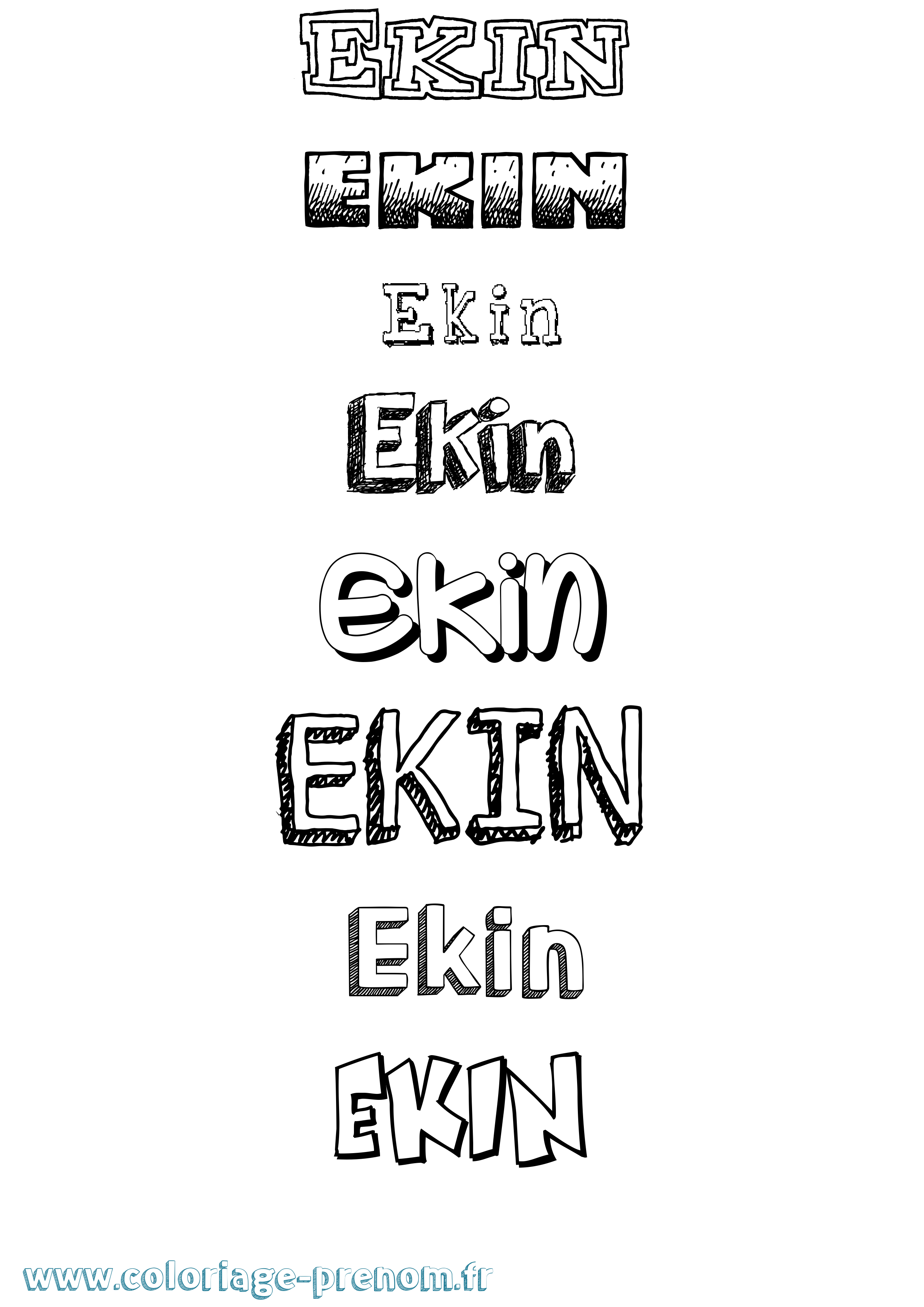 Coloriage Ekin Dessiné Coloriage prénom Ekin Dessiné