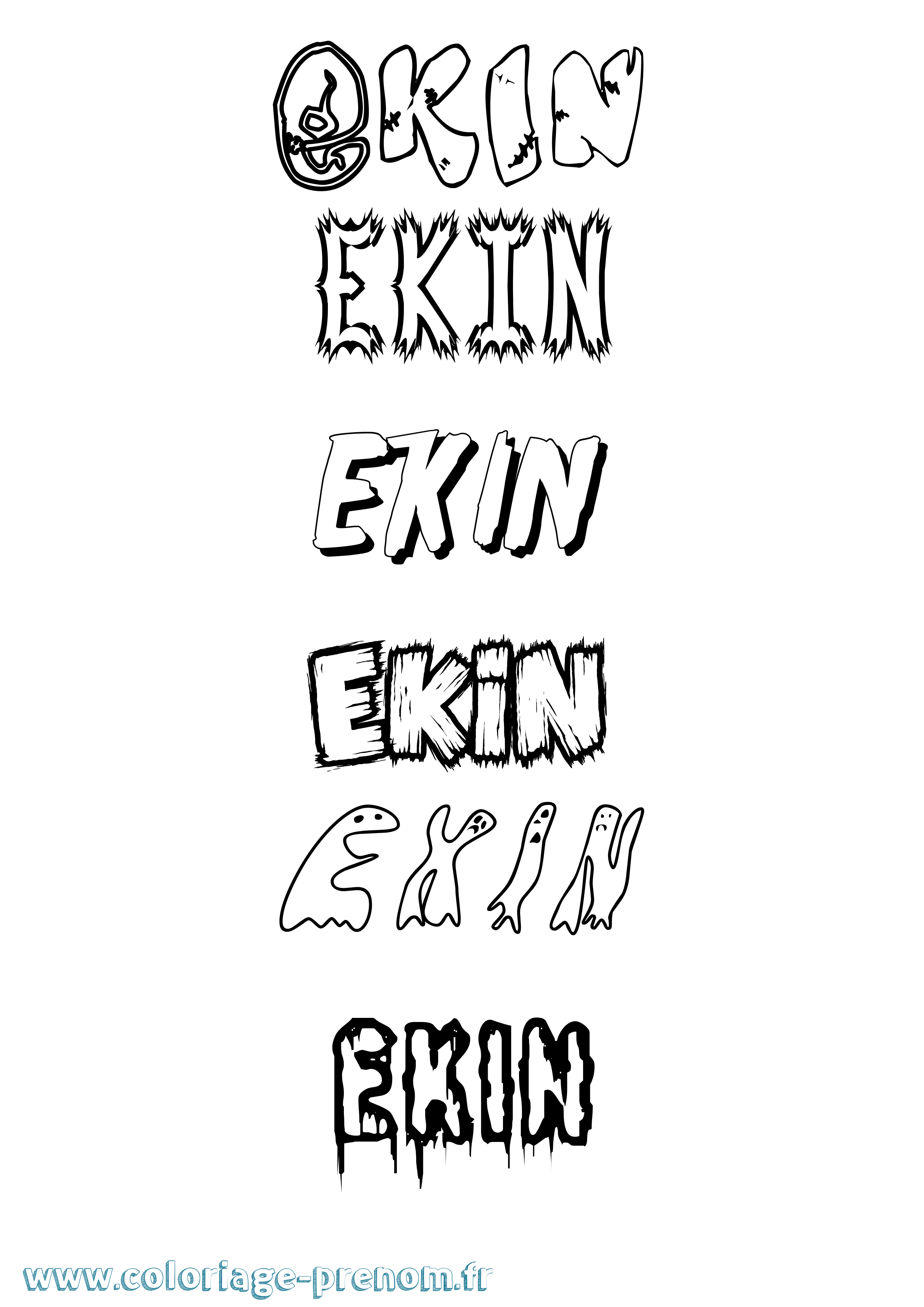 Coloriage Ekin Frisson Coloriage prénom Ekin Frisson