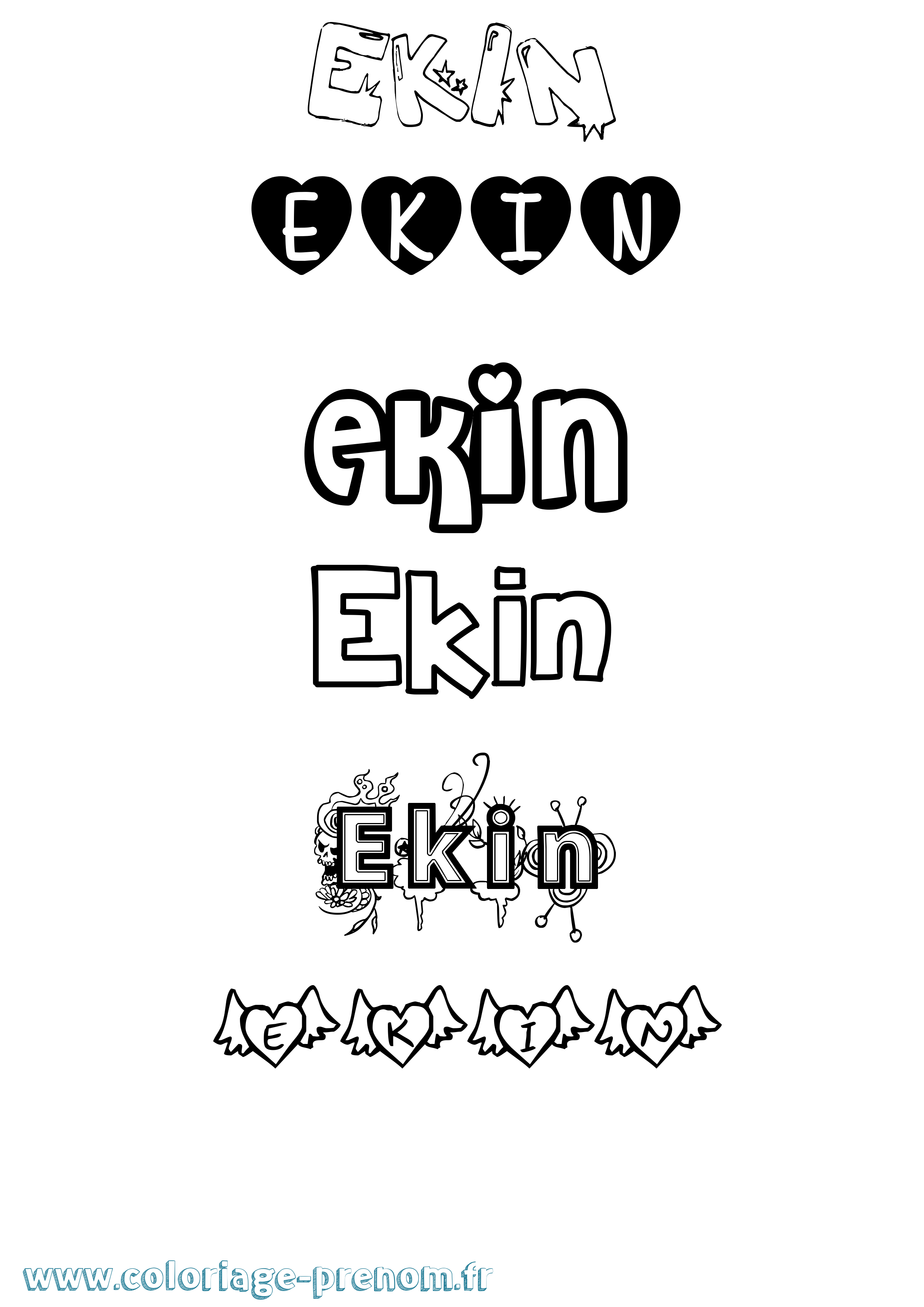 Coloriage Ekin Girly Coloriage prénom Ekin Girly