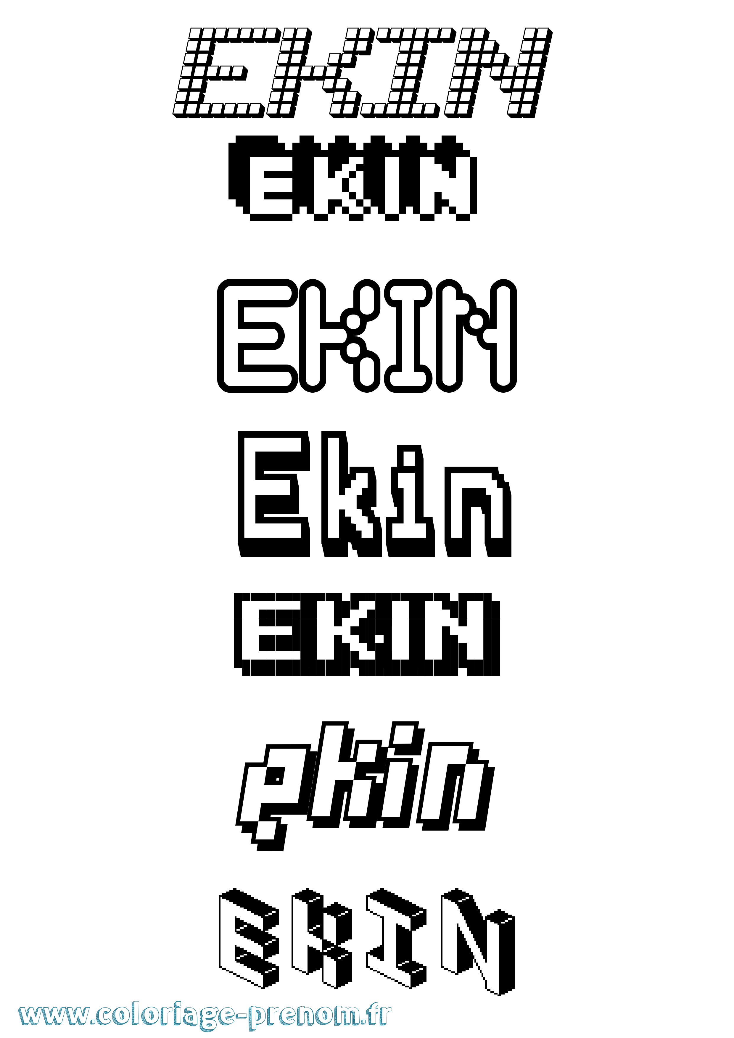 Coloriage Ekin Pixel Coloriage prénom Ekin Pixel