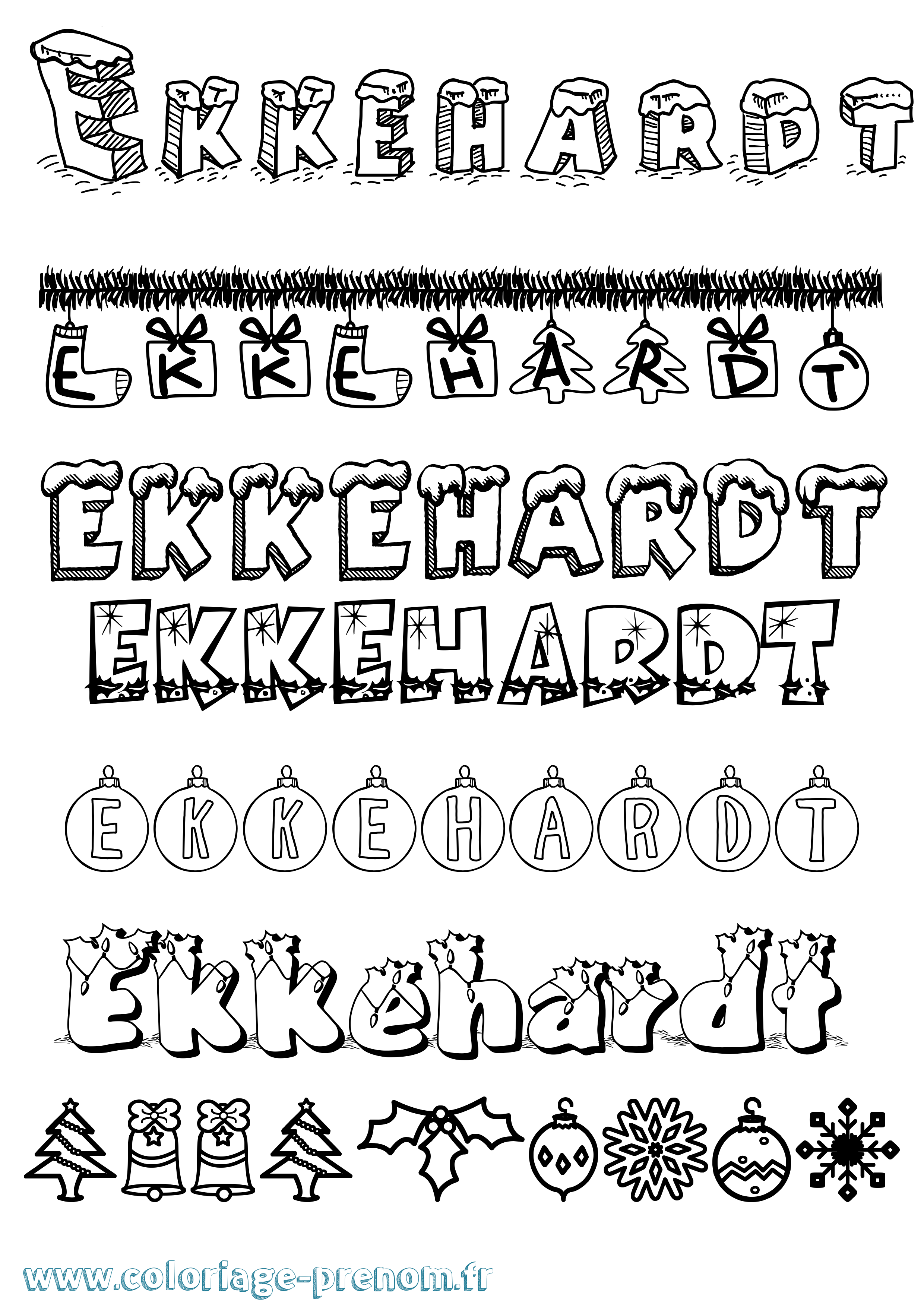 Coloriage Ekkehardt Noël Coloriage prénom Ekkehardt Noël