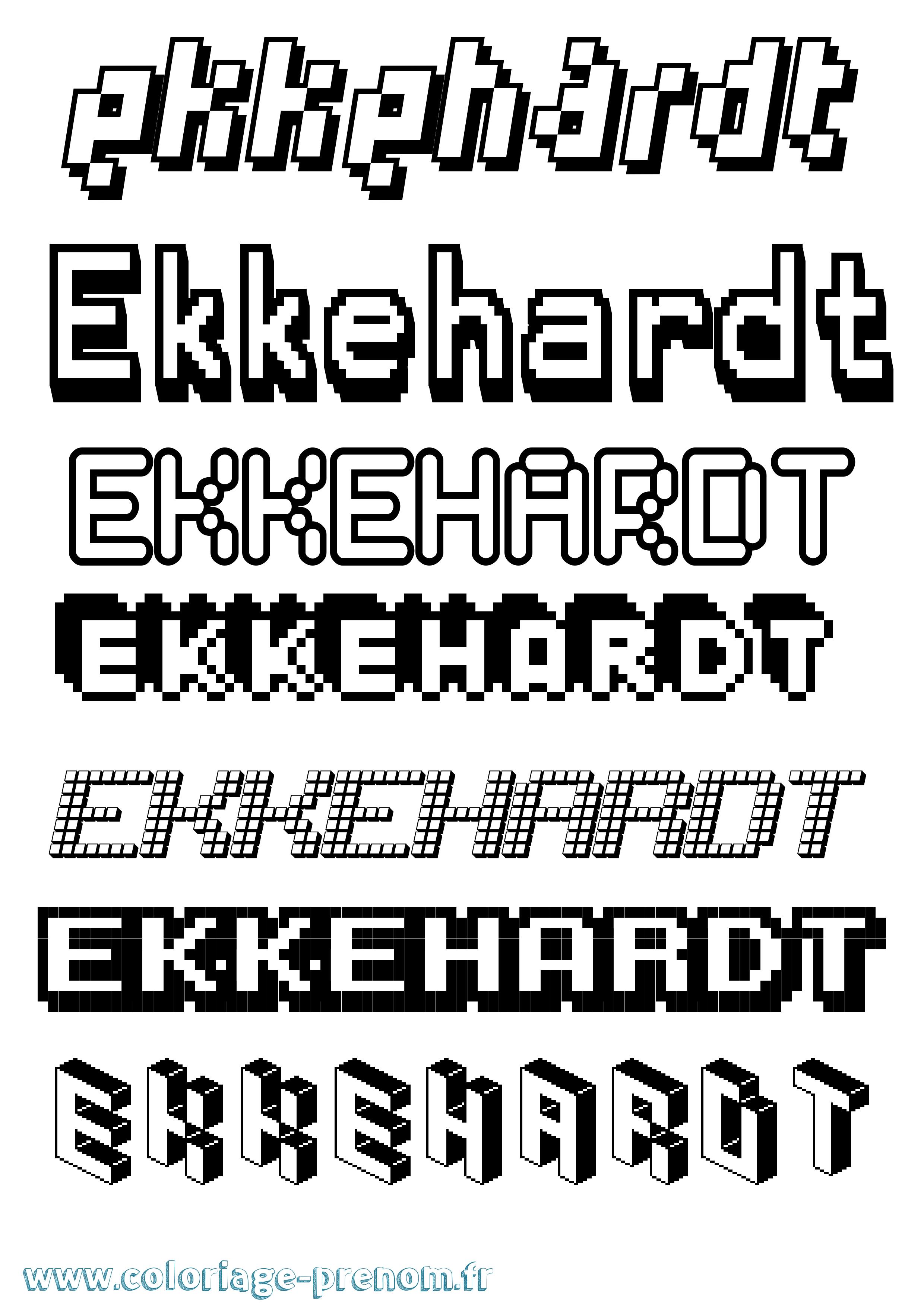 Coloriage Ekkehardt Pixel Coloriage prénom Ekkehardt Pixel