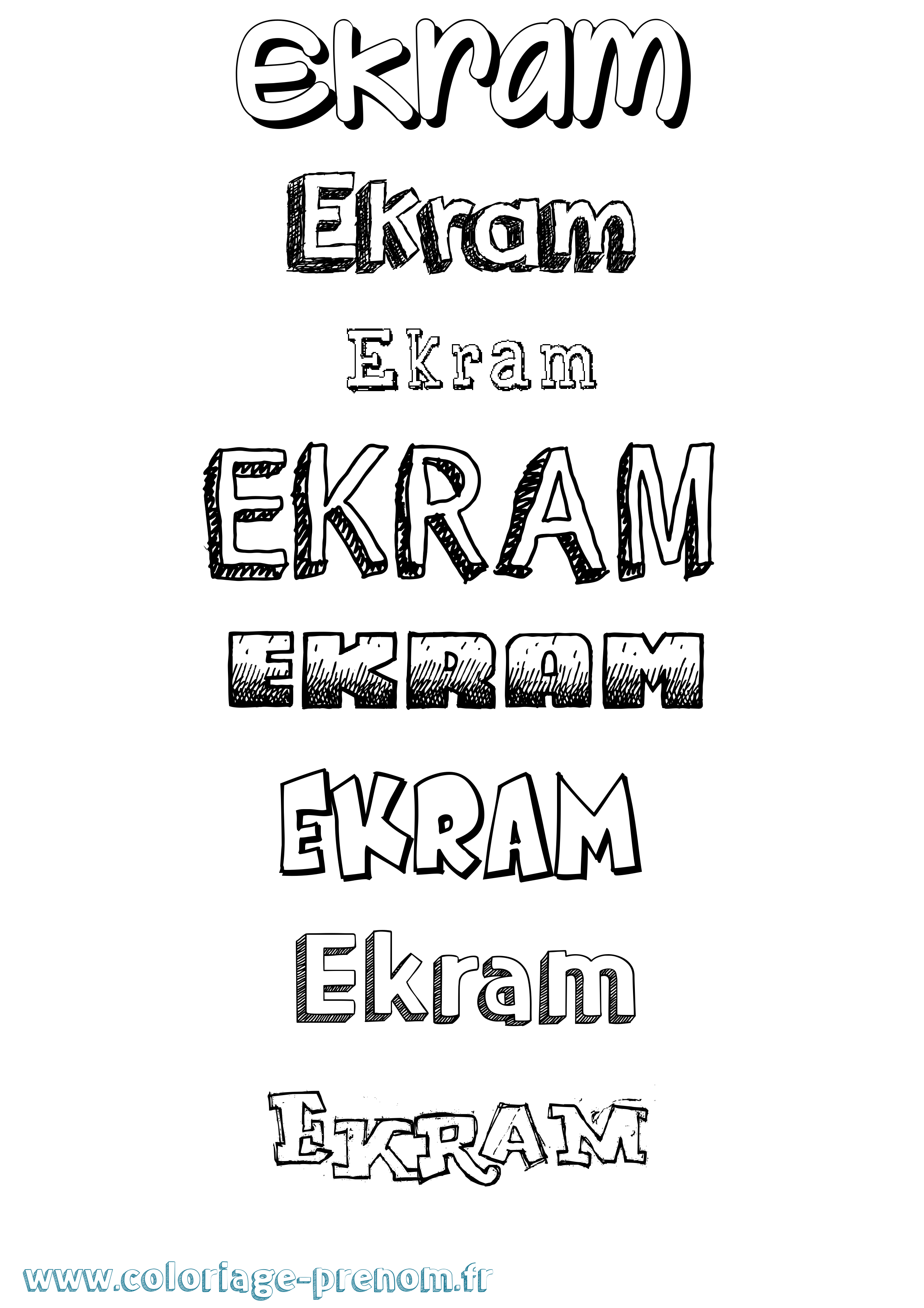 Coloriage Ekram Dessiné Coloriage prénom Ekram Dessiné