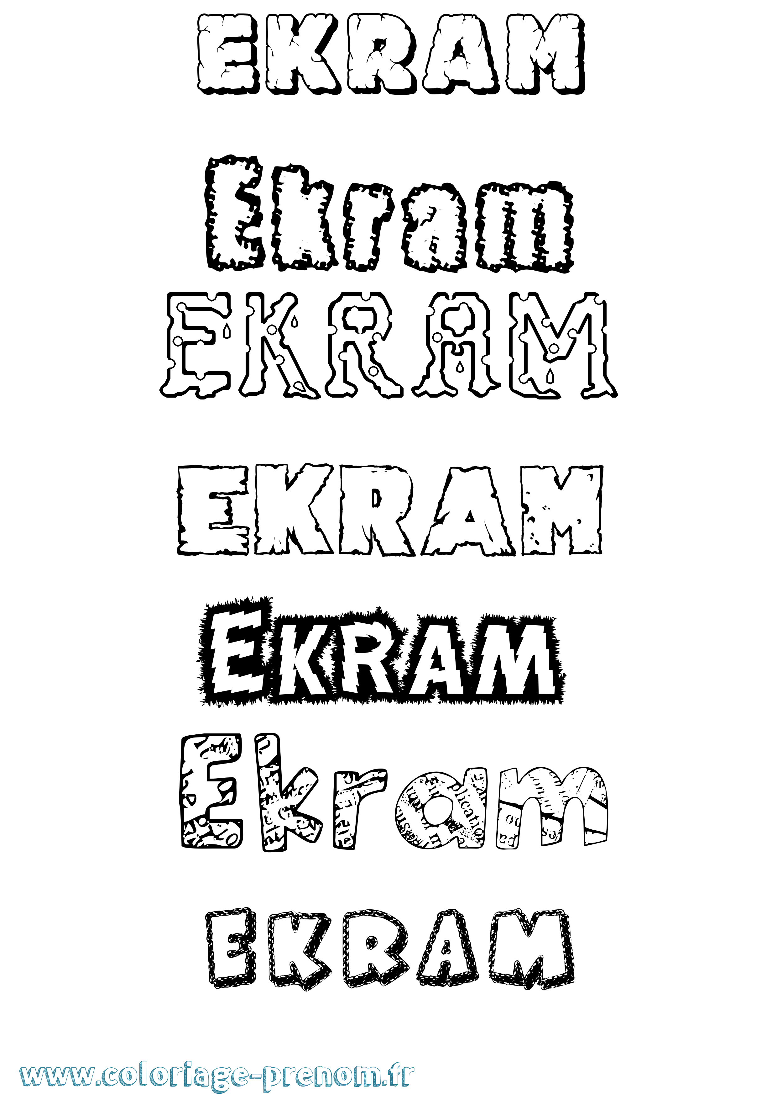Coloriage Ekram Destructuré Coloriage prénom Ekram Destructuré