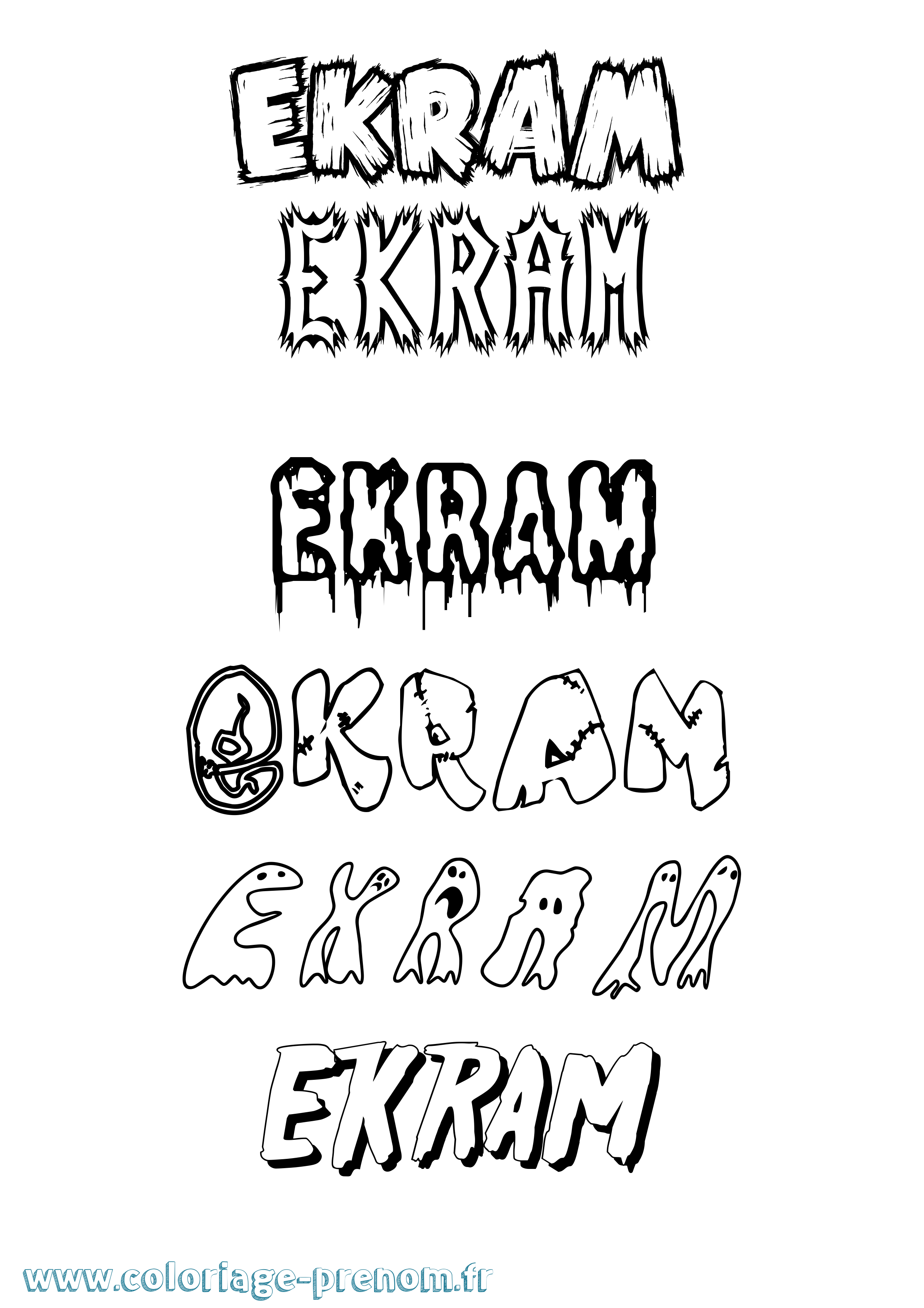 Coloriage Ekram Frisson Coloriage prénom Ekram Frisson