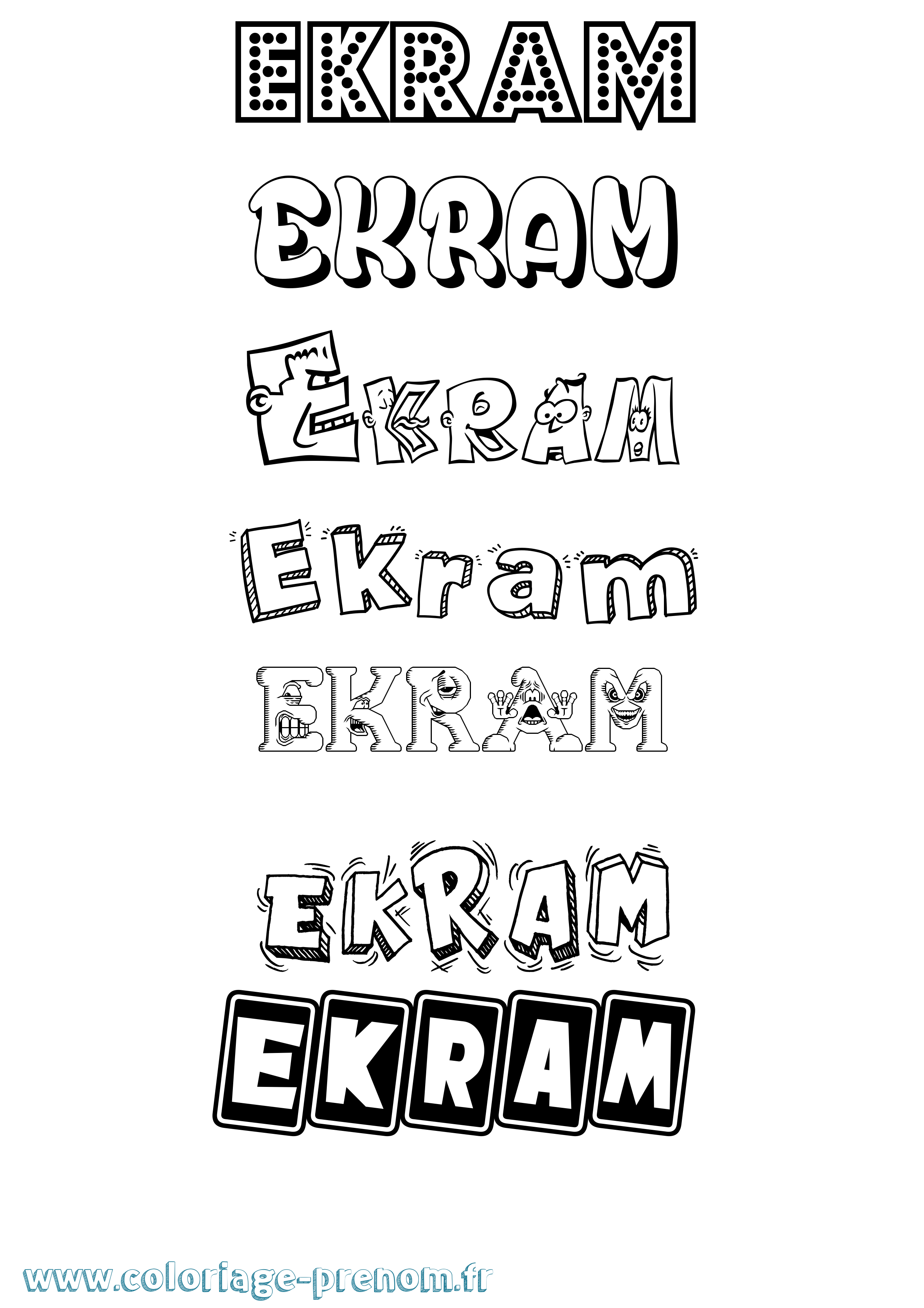 Coloriage Ekram Fun Coloriage prénom Ekram Fun
