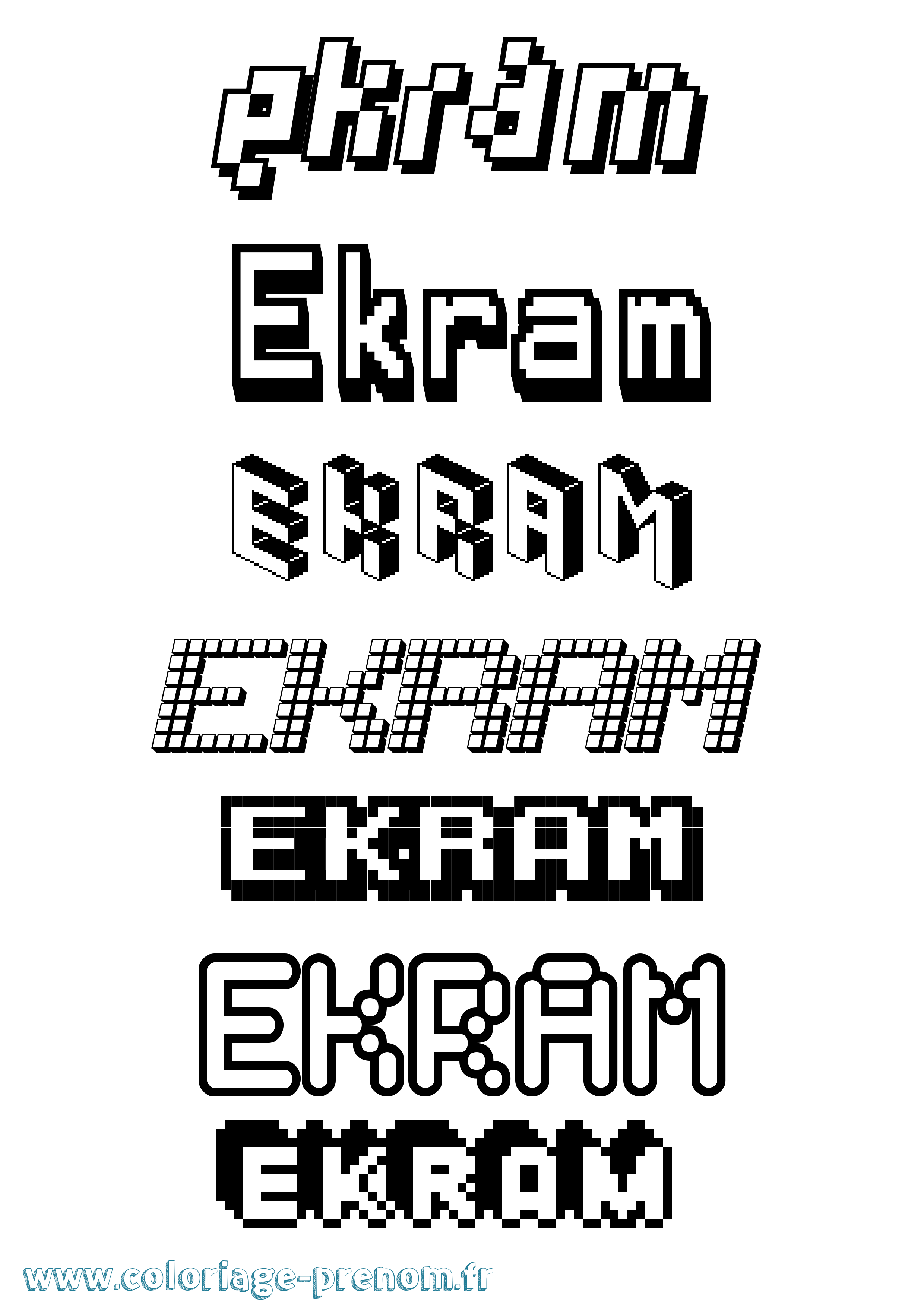 Coloriage Ekram Pixel Coloriage prénom Ekram Pixel