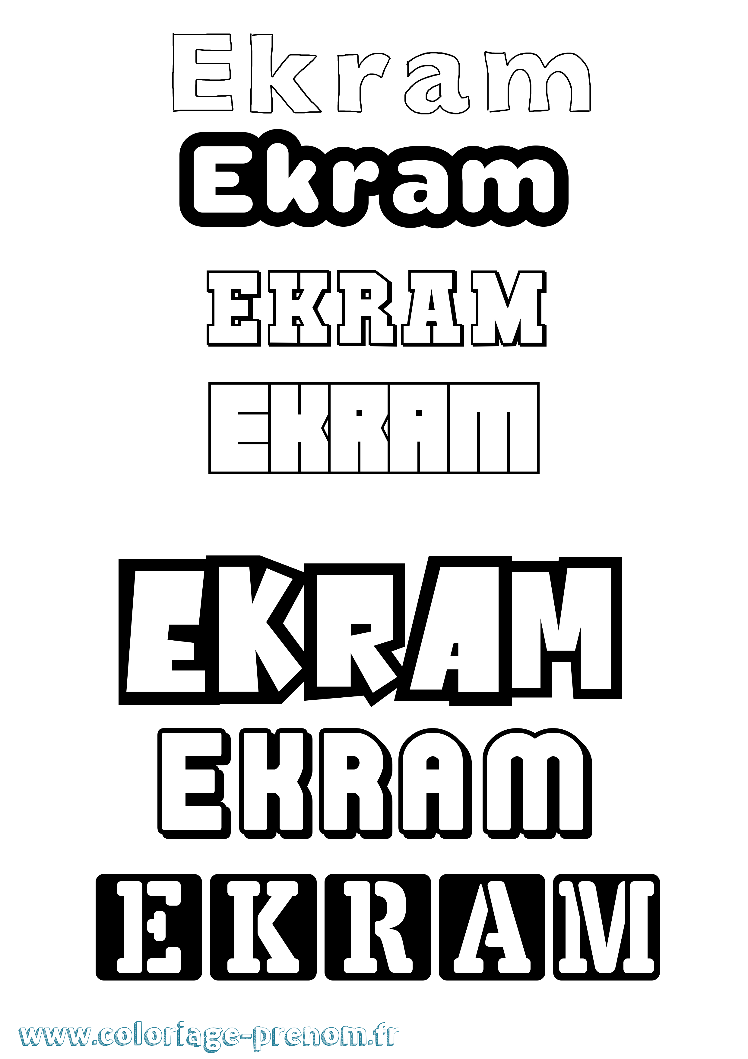 Coloriage Ekram Simple Coloriage prénom Ekram Simple