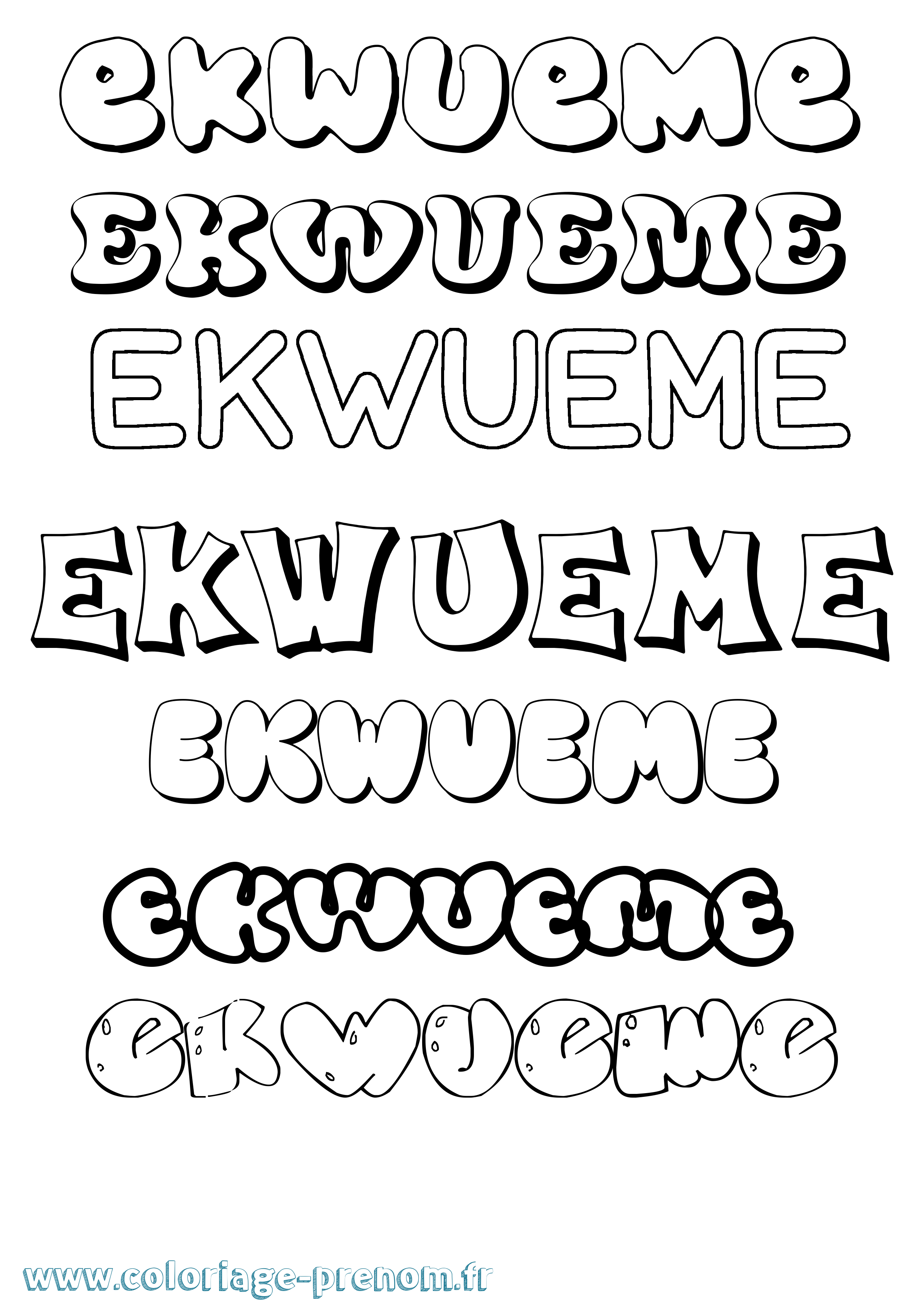 Coloriage Ekwueme Bubble Coloriage prénom Ekwueme Bubble