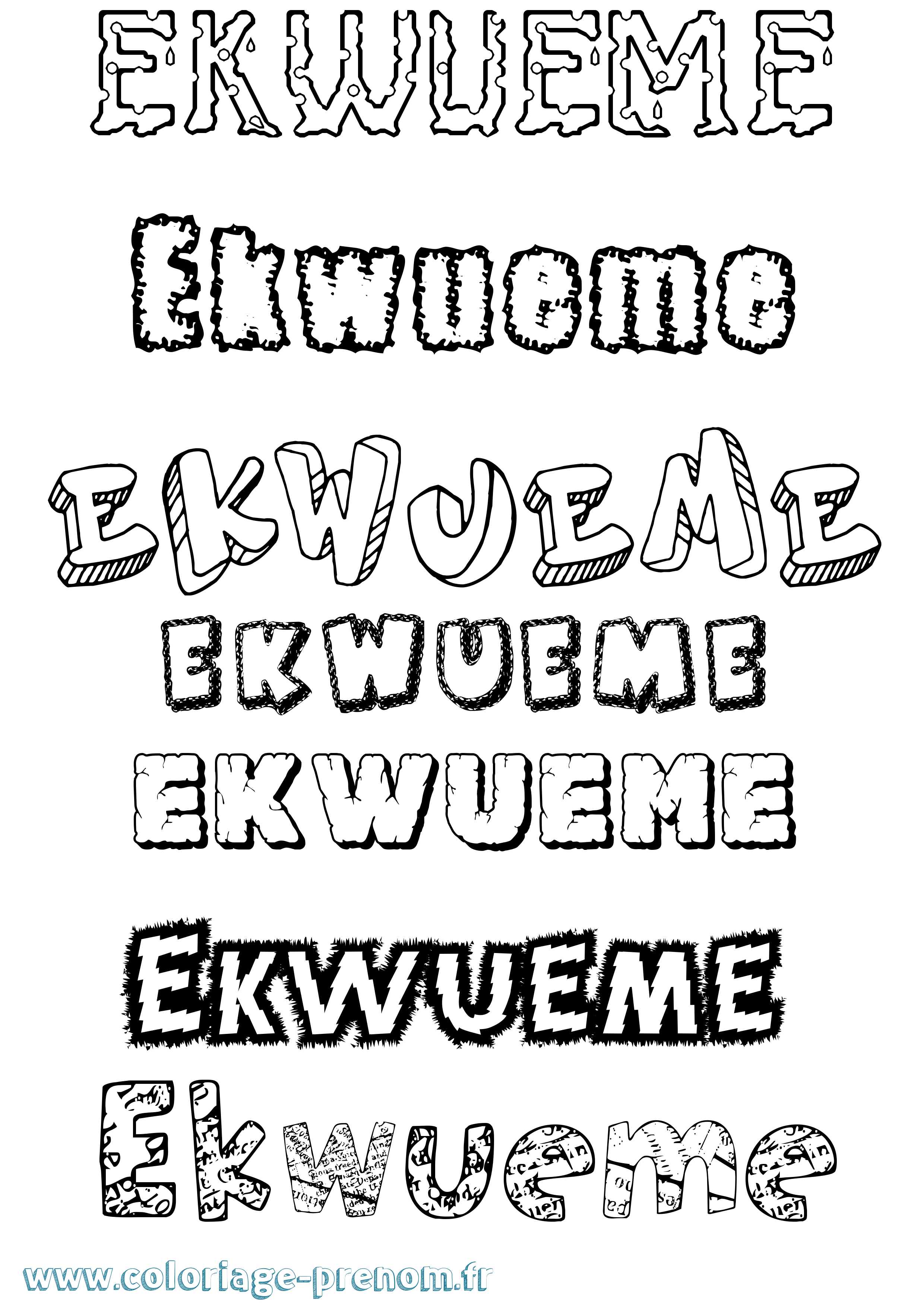 Coloriage Ekwueme Destructuré Coloriage prénom Ekwueme Destructuré