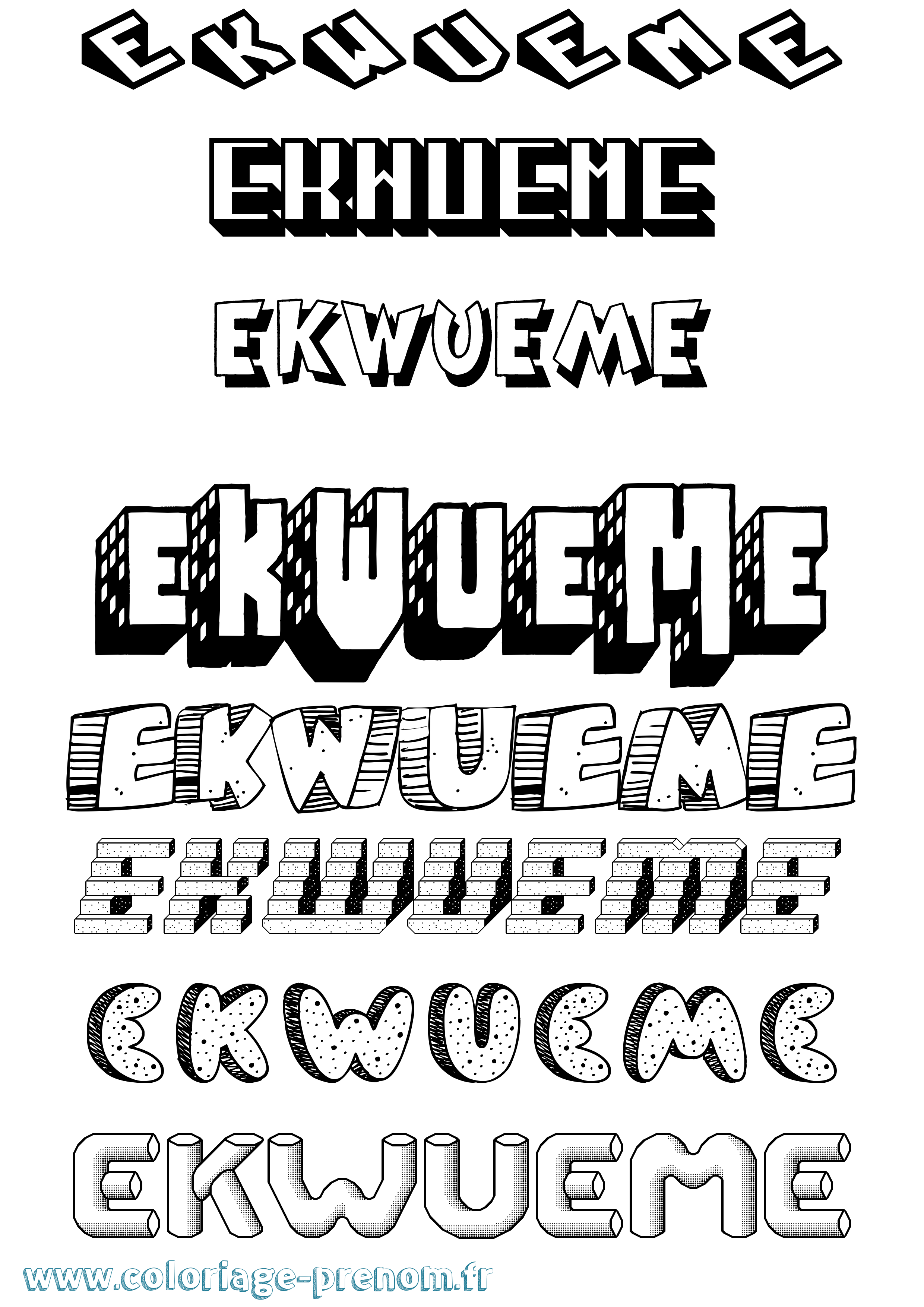 Coloriage Ekwueme Effet 3D Coloriage prénom Ekwueme Effet 3D