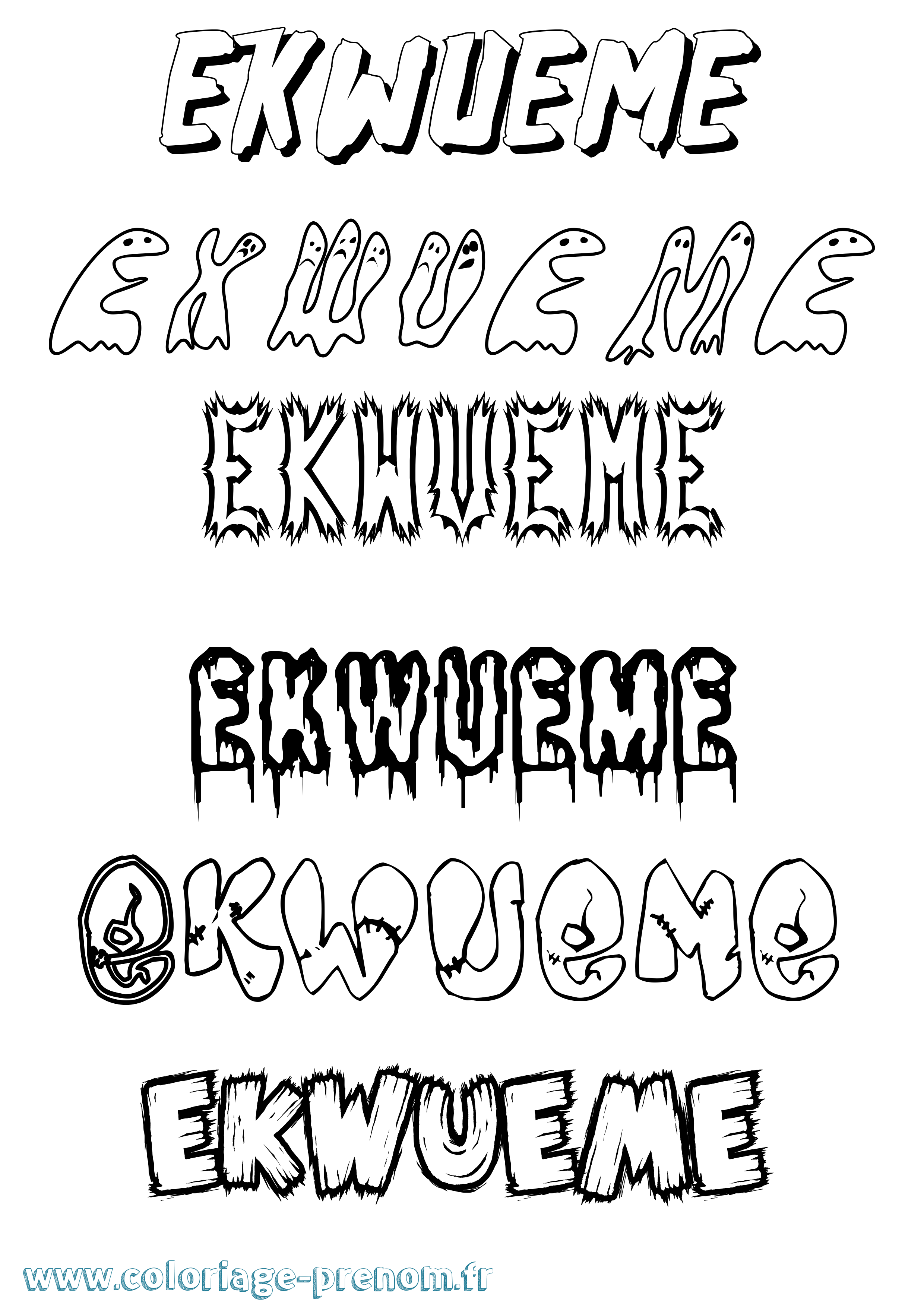 Coloriage Ekwueme Frisson Coloriage prénom Ekwueme Frisson