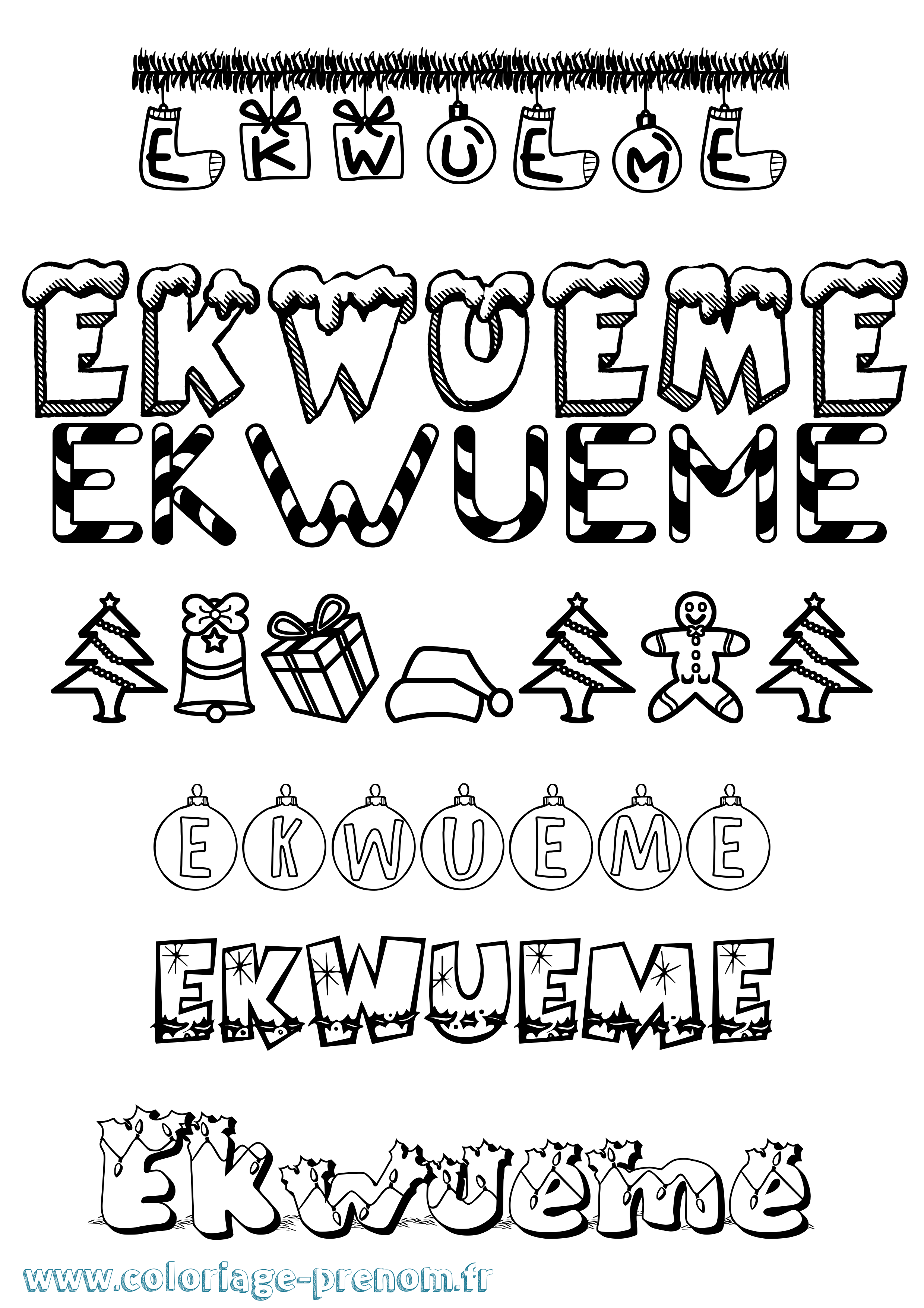 Coloriage Ekwueme Noël Coloriage prénom Ekwueme Noël
